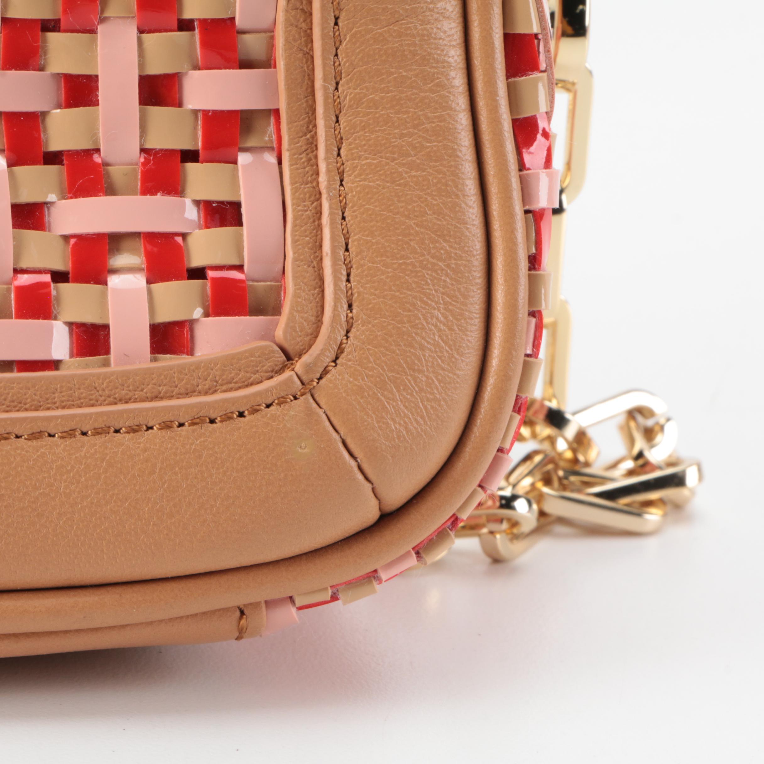 Tory Burch Woven Plastic and Natural Leather Crossbody Bag with Tassel