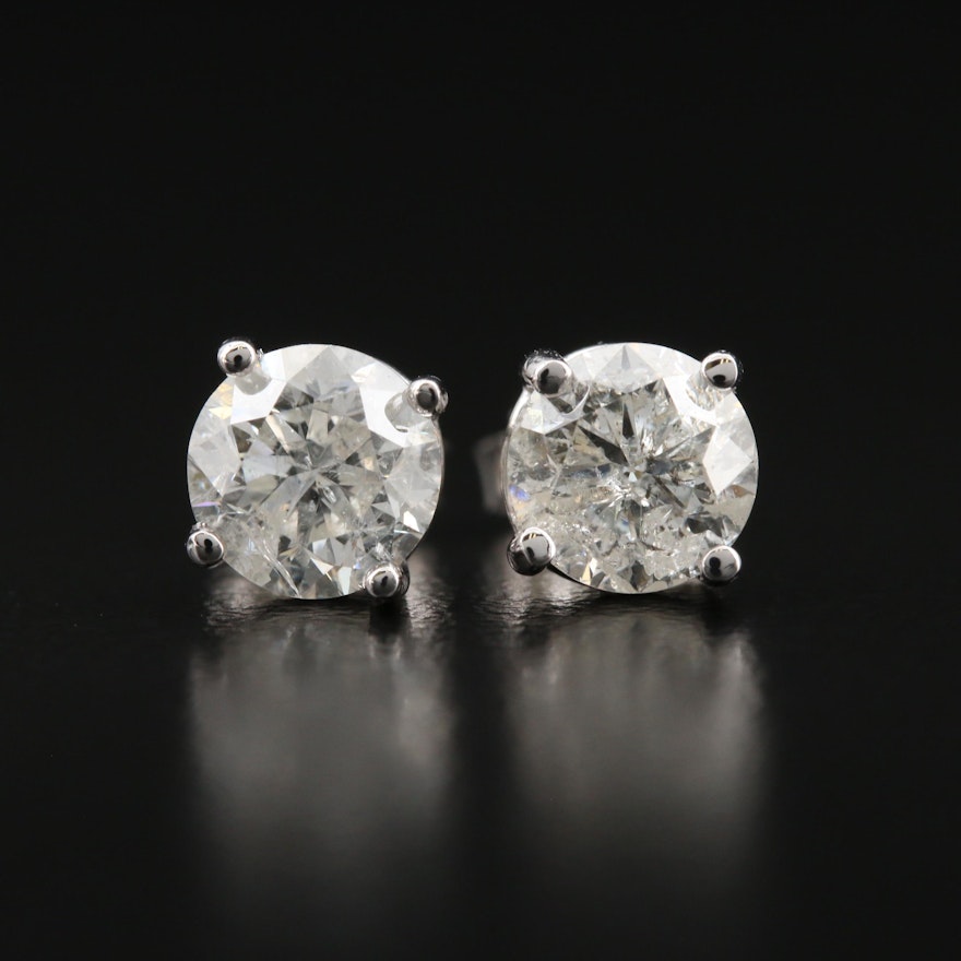 14K 1.94 CTW Diamond Solitaire Stud Earrings