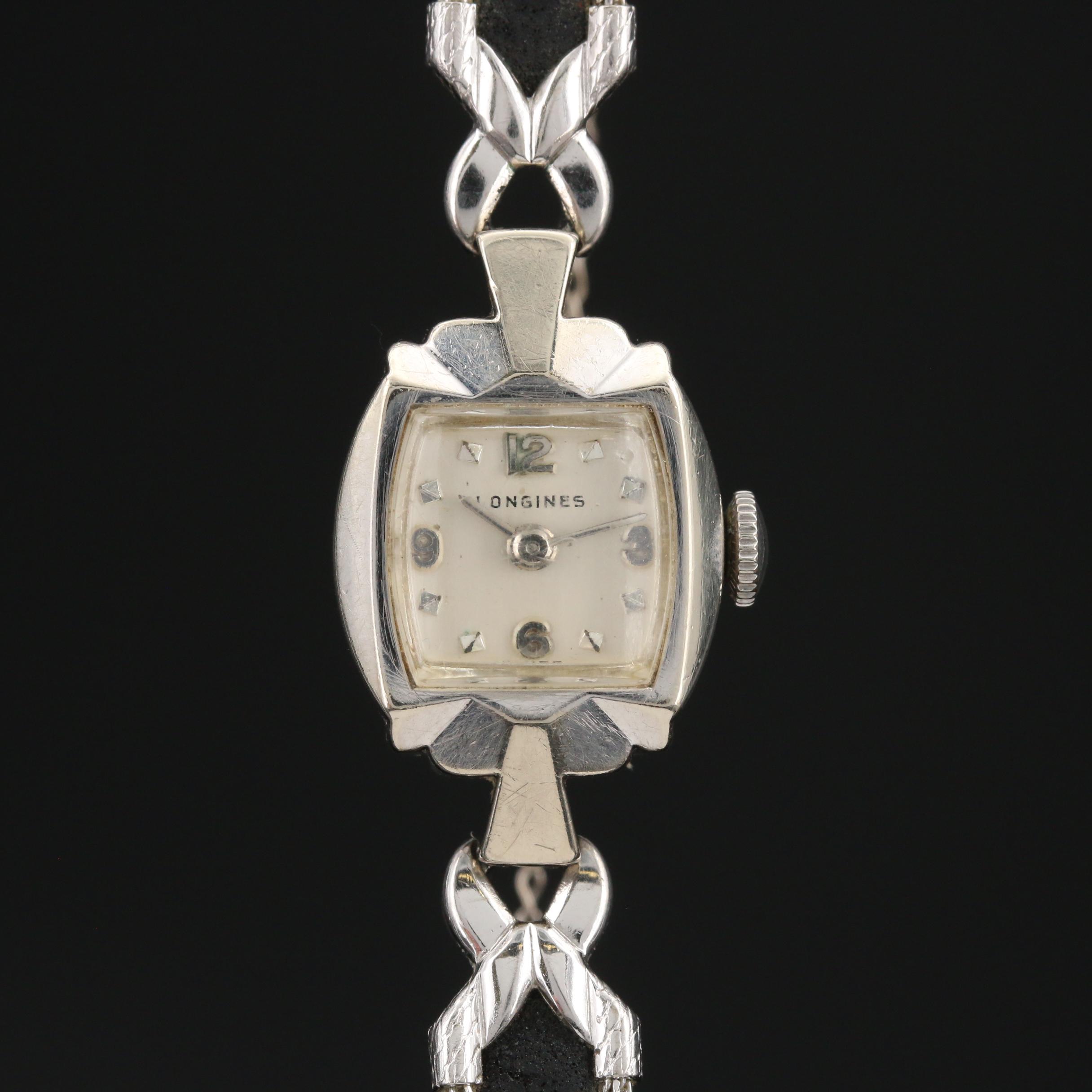 1953 Longines 14K White Gold Stem Wind Watch