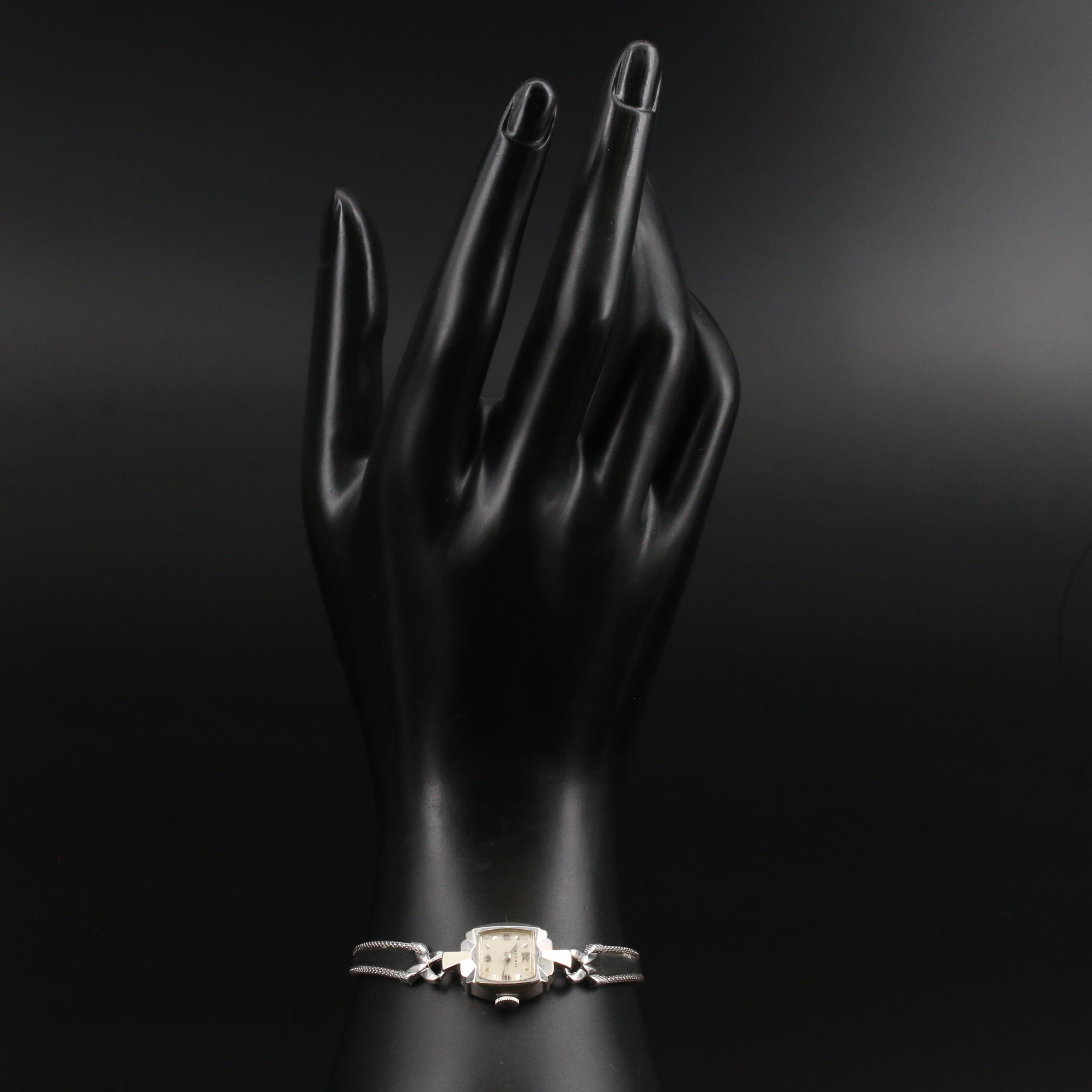 1953 Longines 14K White Gold Stem Wind Watch