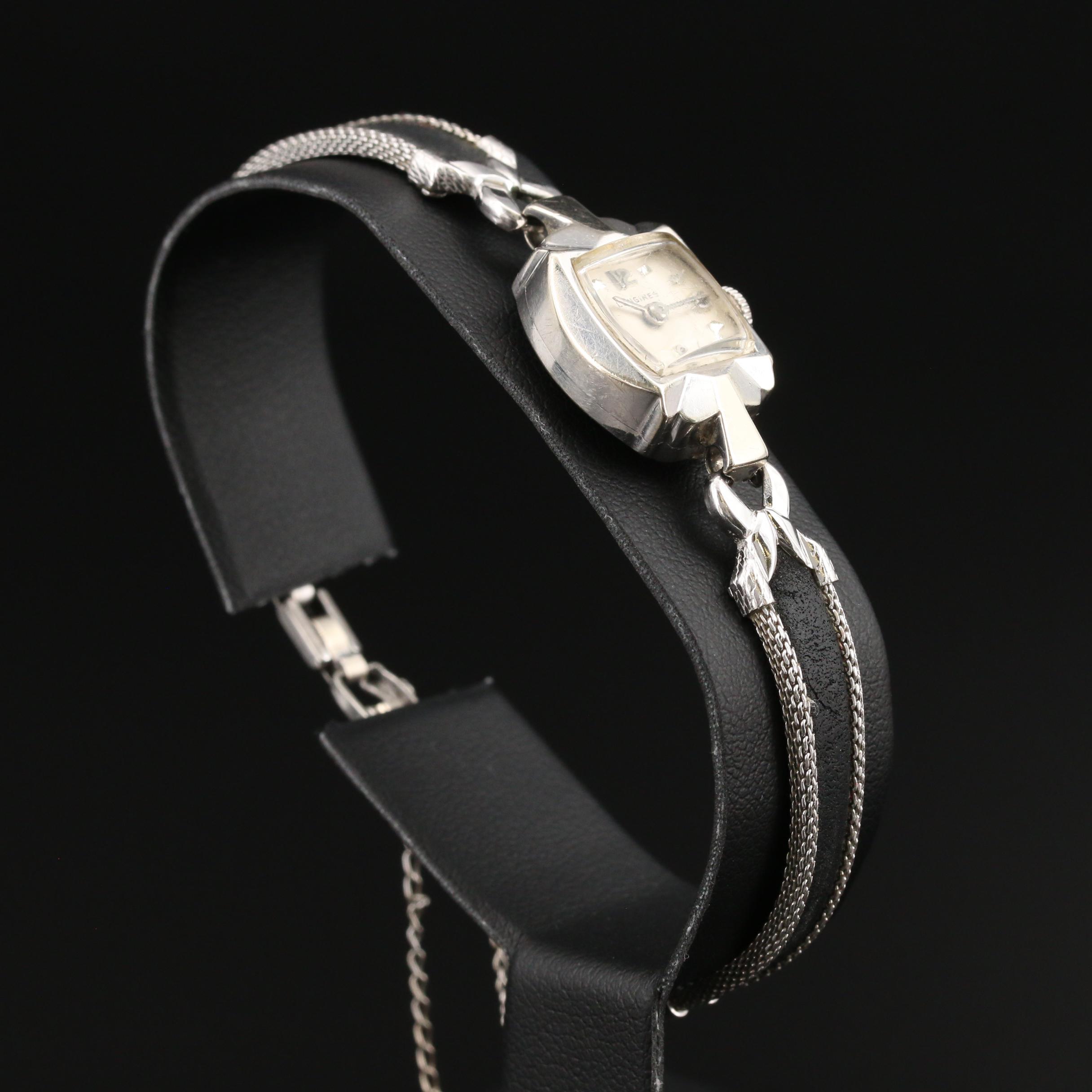 1953 Longines 14K White Gold Stem Wind Watch