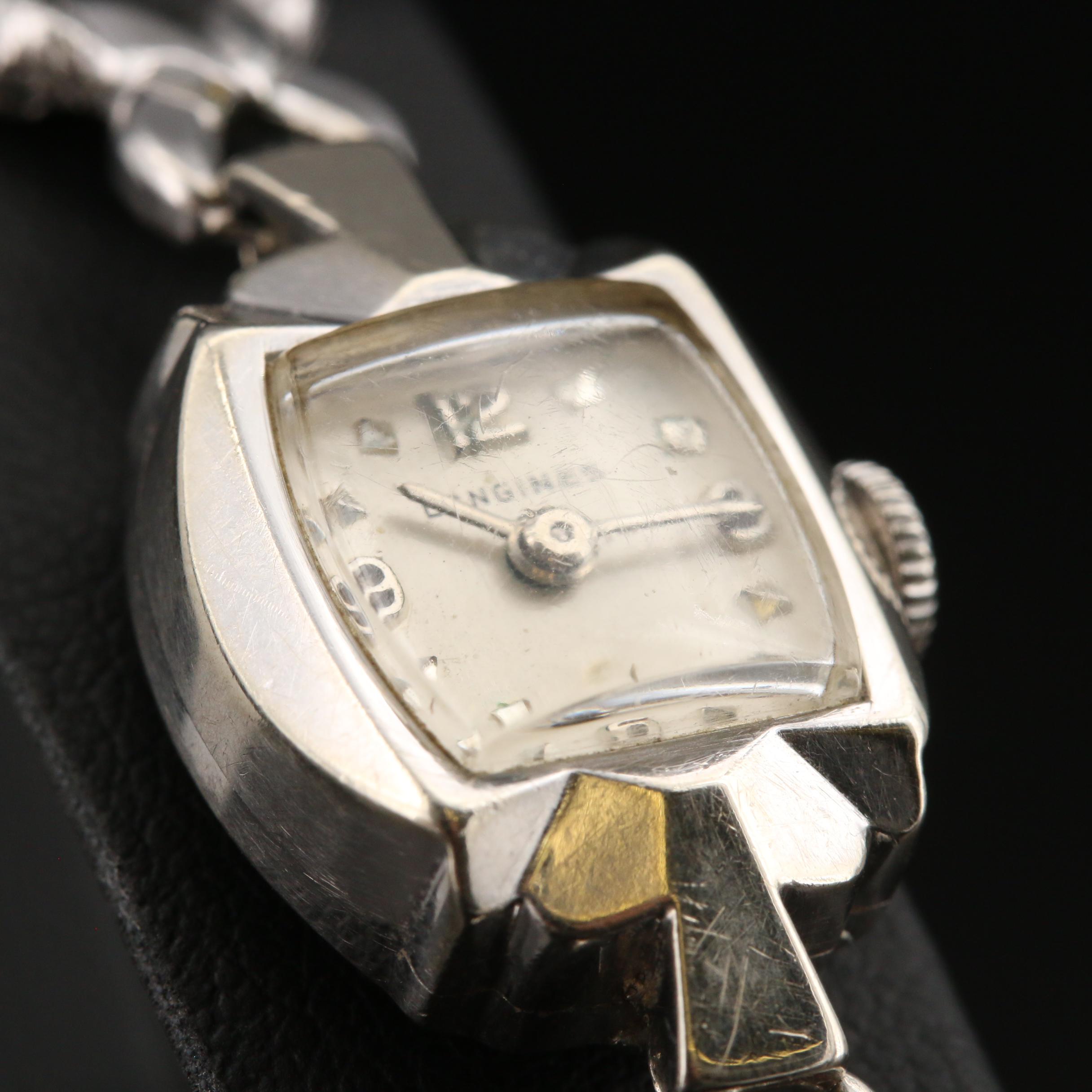 1953 Longines 14K White Gold Stem Wind Watch