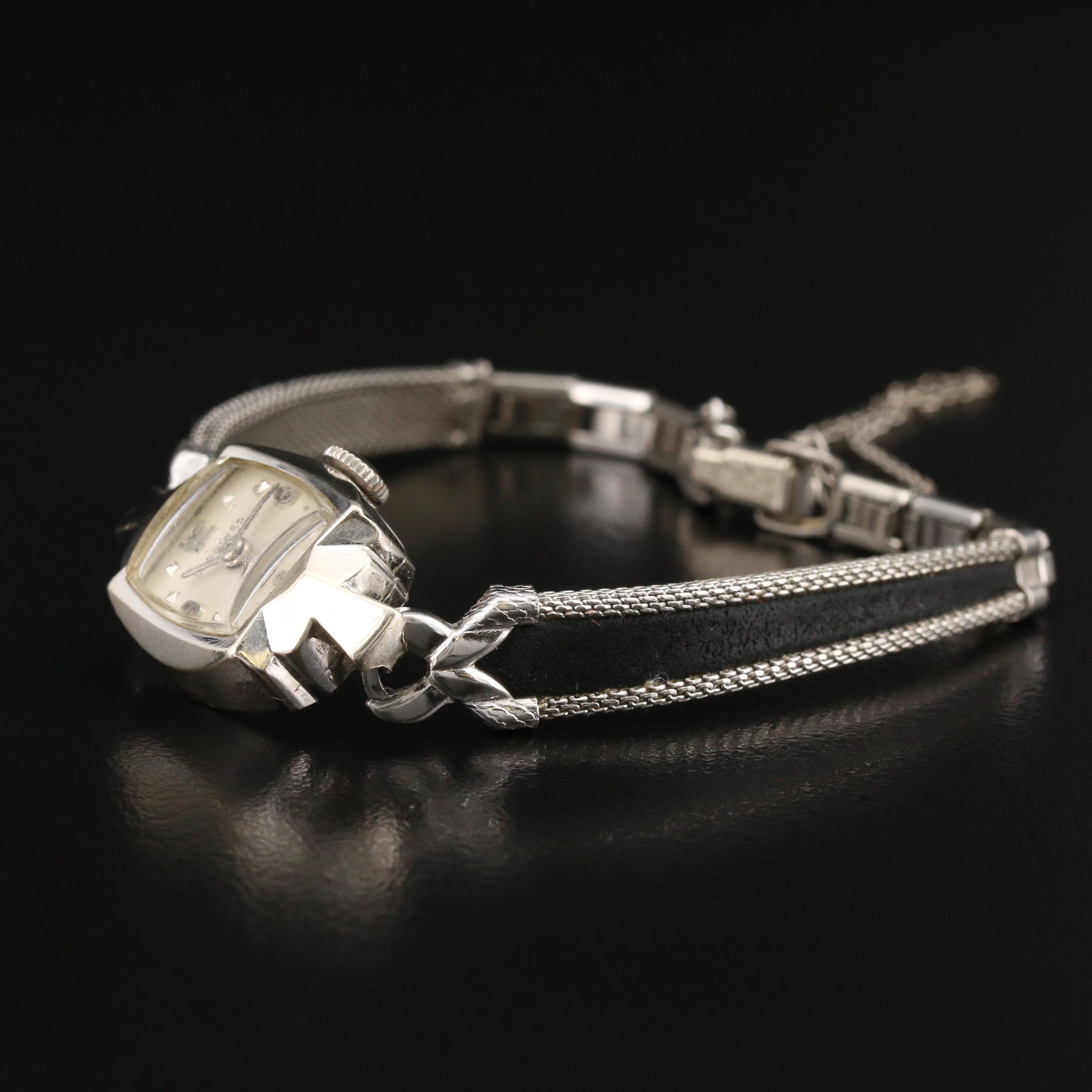 1953 Longines 14K White Gold Stem Wind Watch