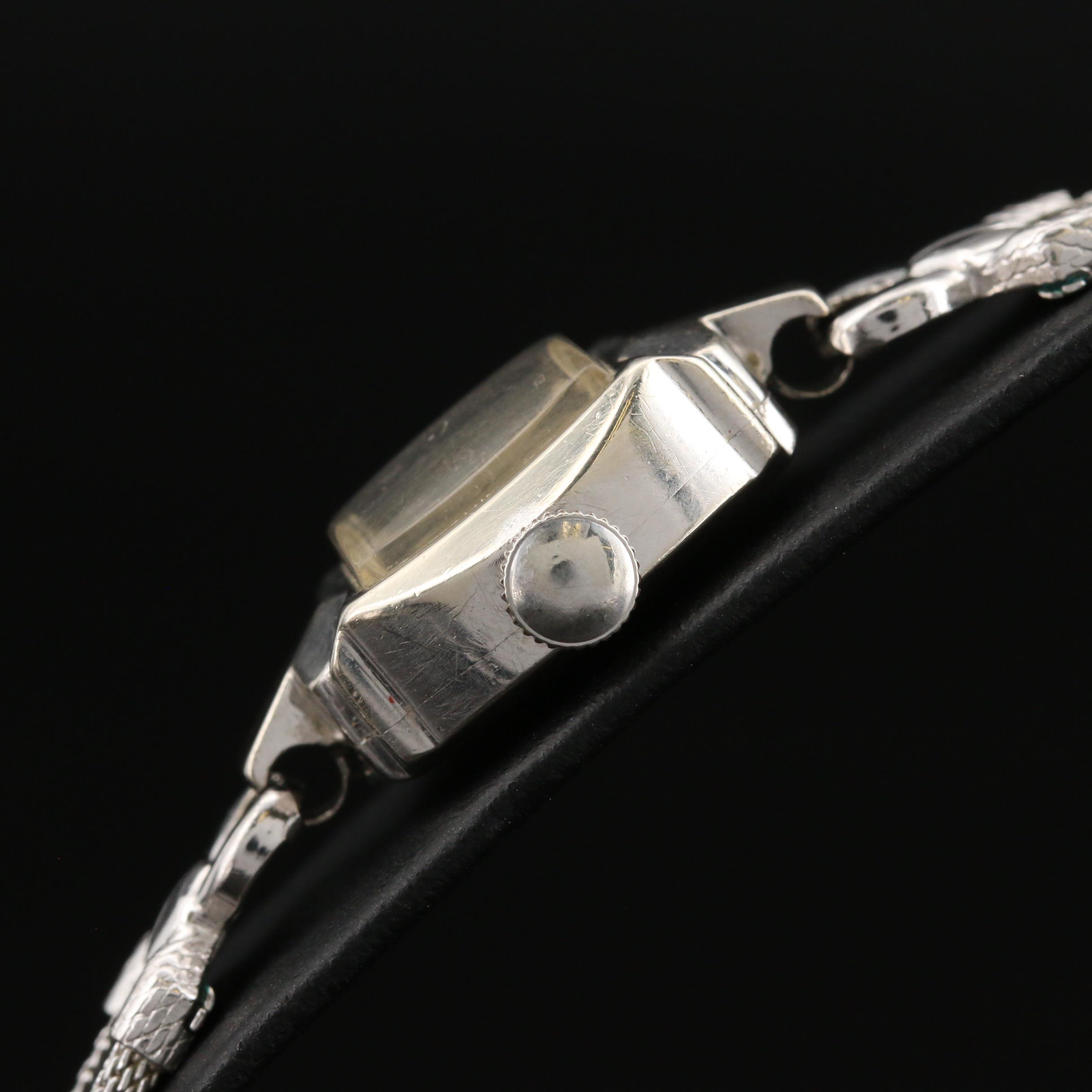 1953 Longines 14K White Gold Stem Wind Watch