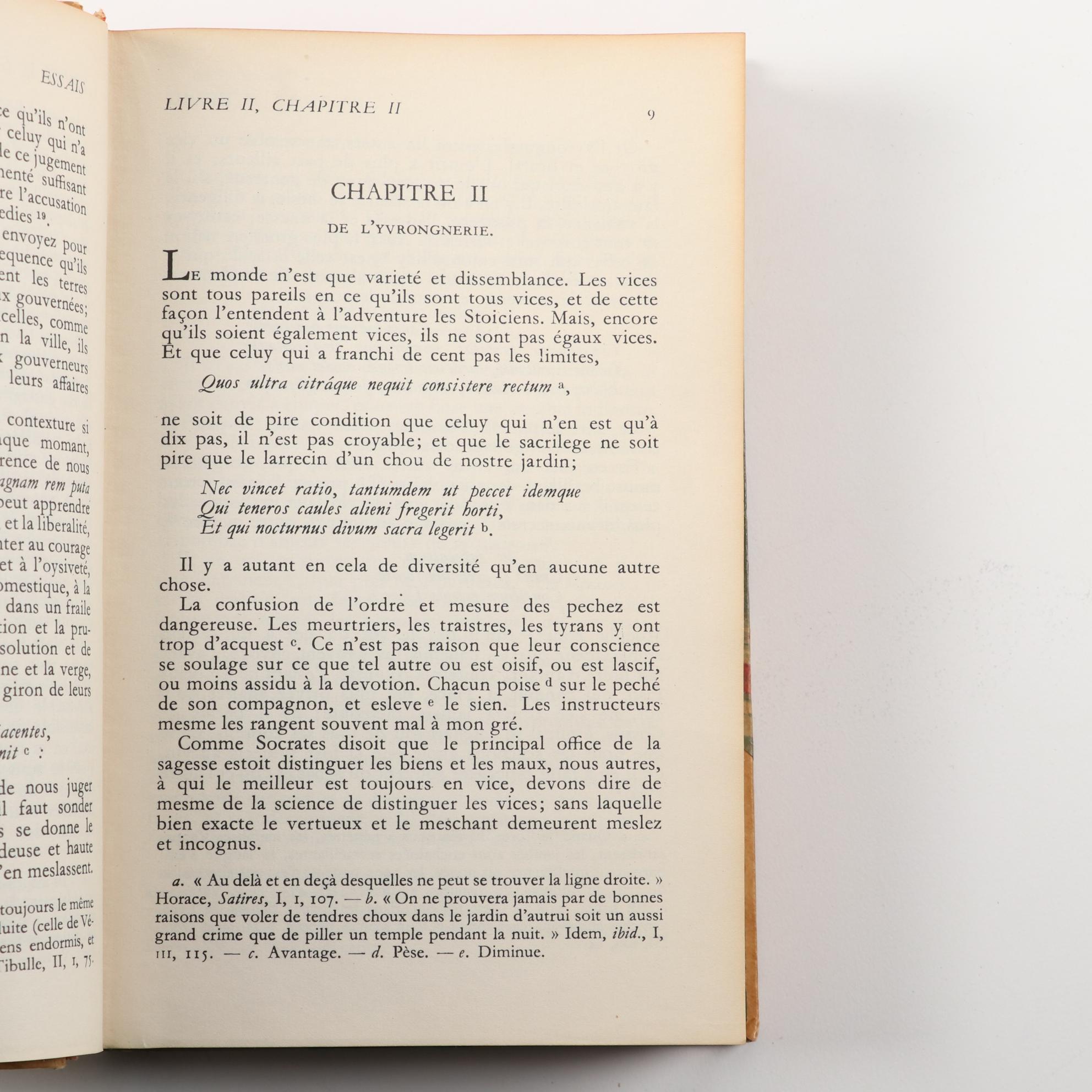 French Language "Essais" Three-Volume Set by Michel de Montaigne, c. 1952