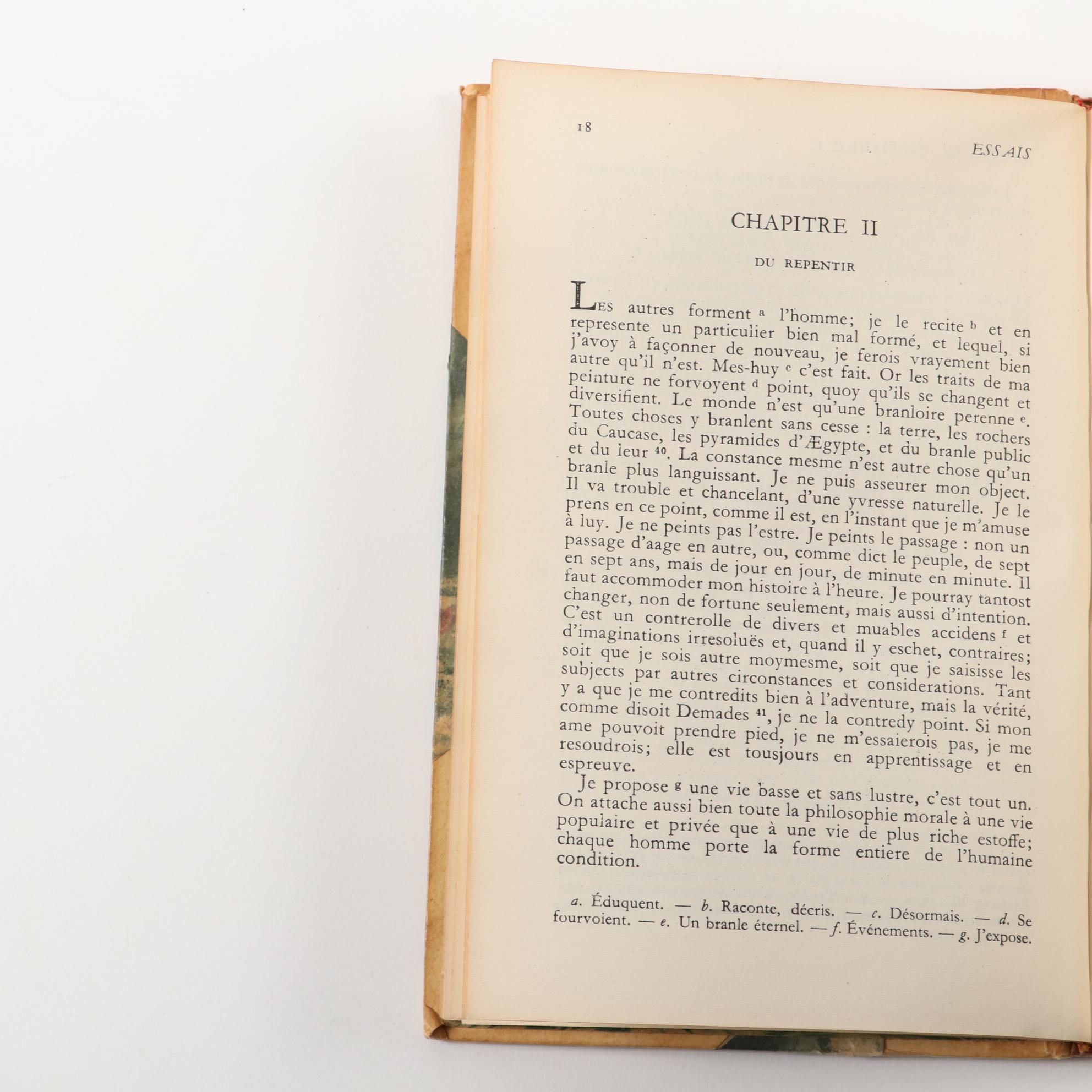 French Language "Essais" Three-Volume Set by Michel de Montaigne, c. 1952
