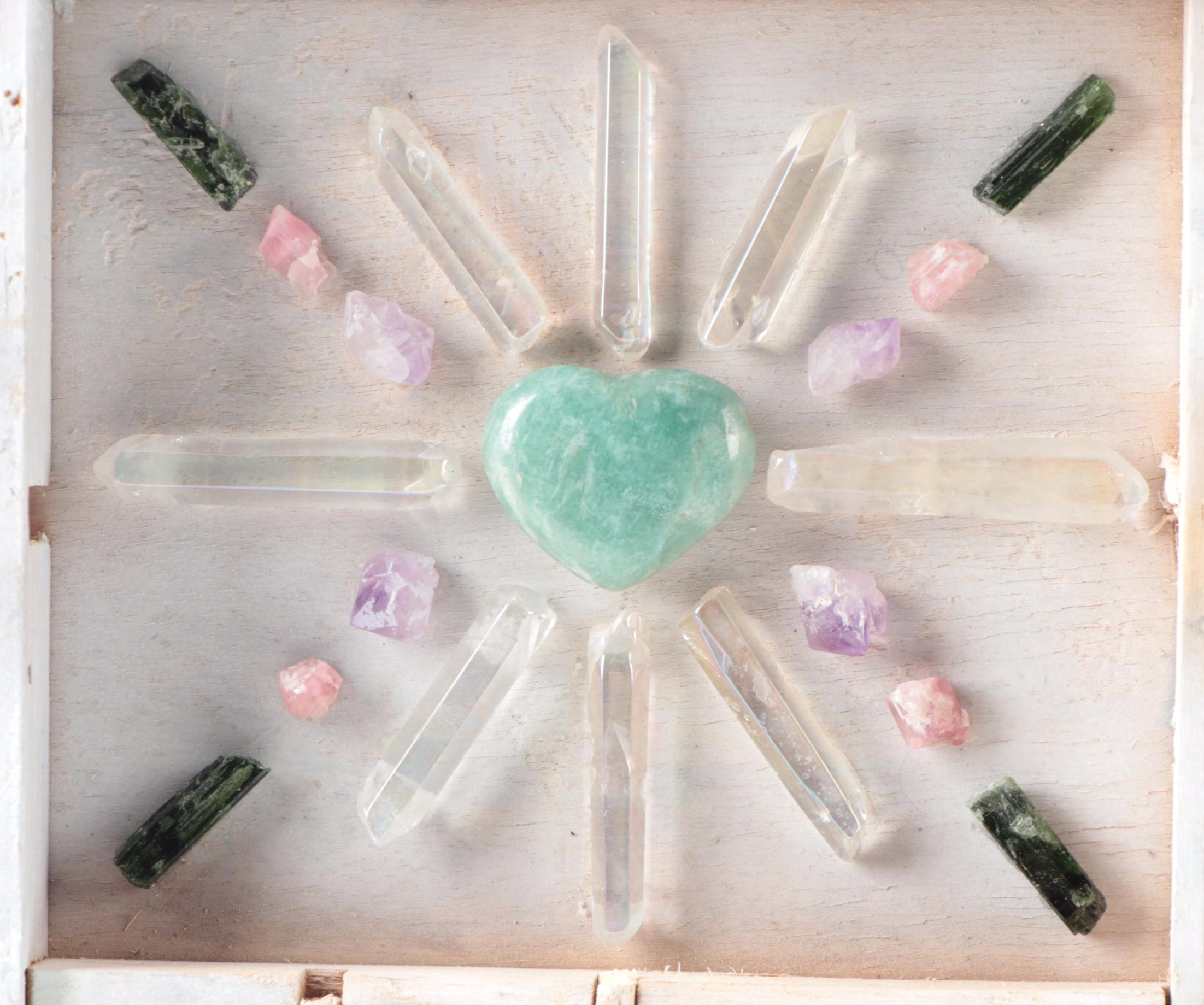 "House Blessing Grid" Assembled Display of Raw and Polished Gemstones