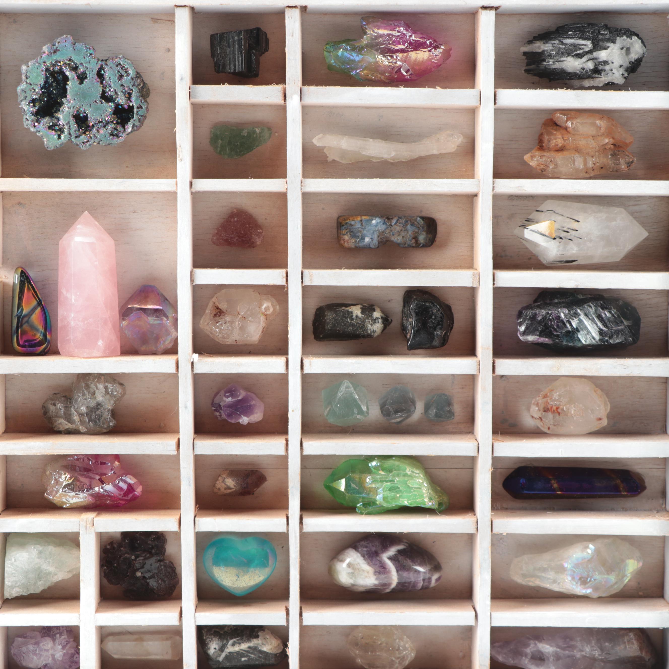 "House Blessing Grid" Assembled Display of Raw and Polished Gemstones