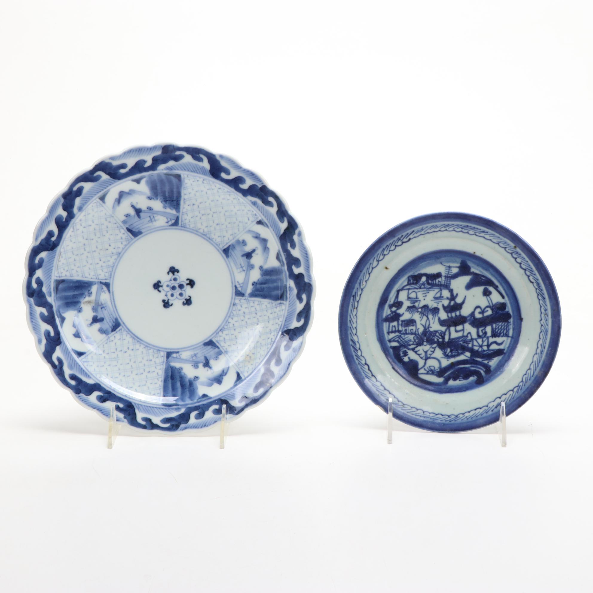 Minton and Noritake Porcelain Plates with Other Japanese Blue & White Tableware
