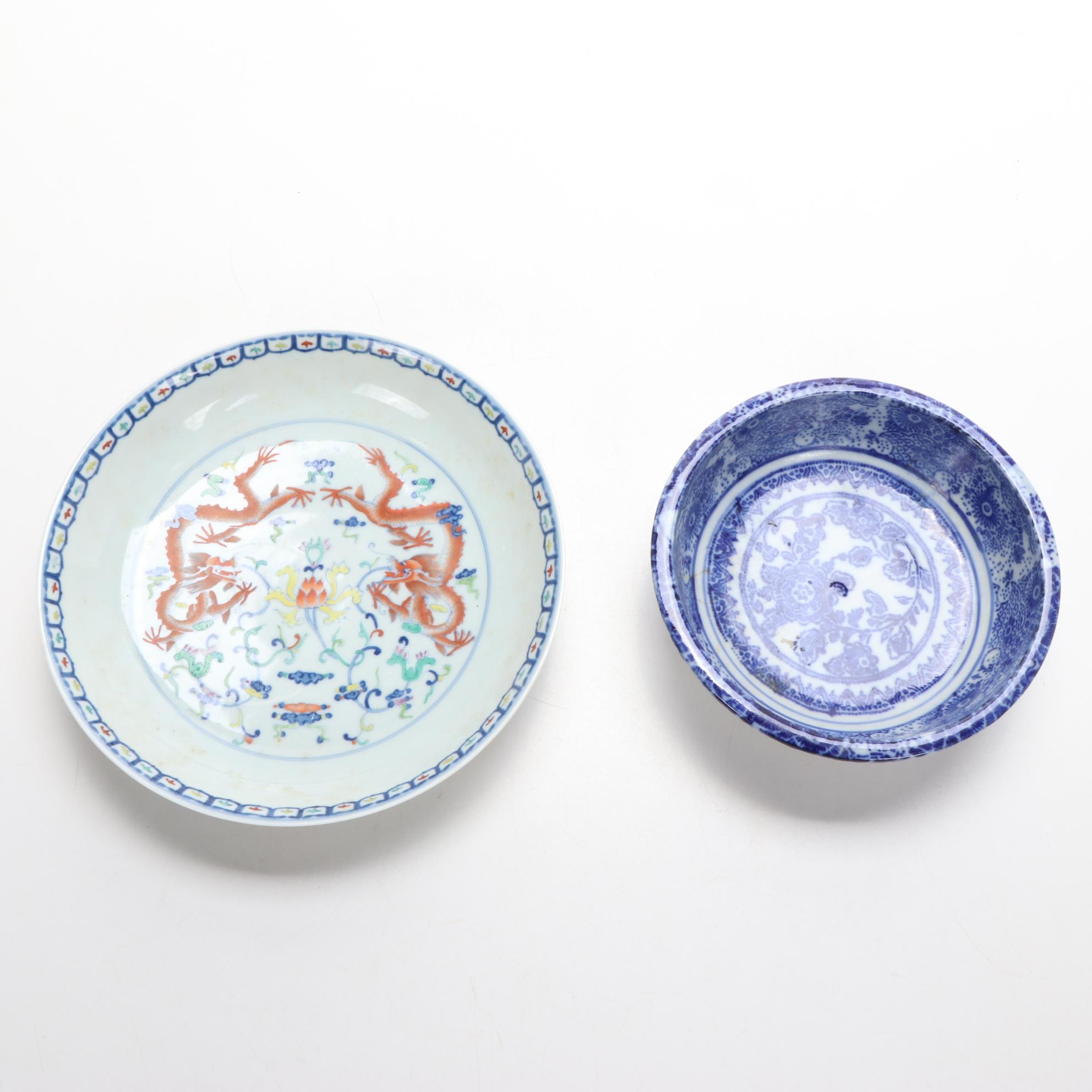 Minton and Noritake Porcelain Plates with Other Japanese Blue & White Tableware