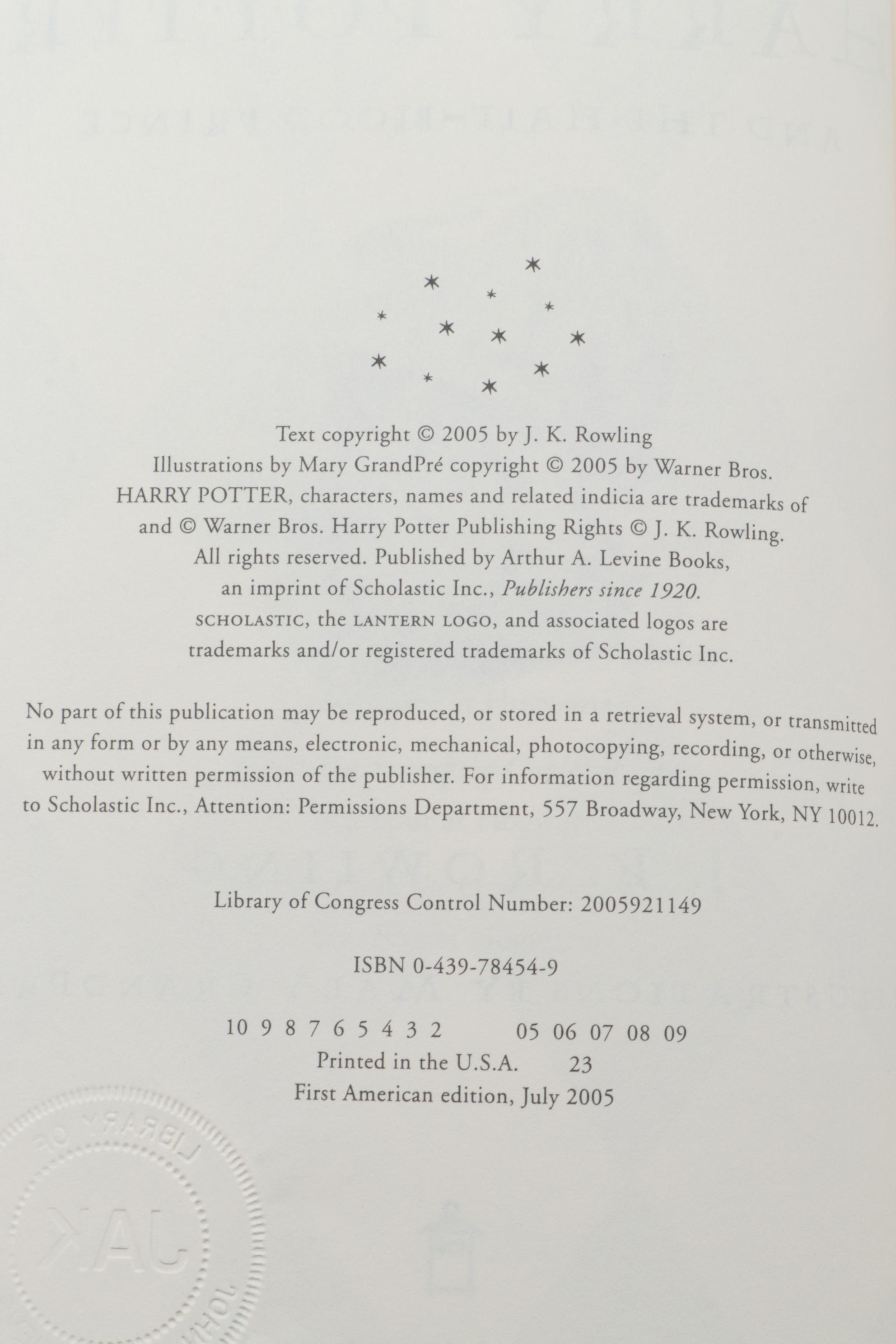 Complete First American Edition "Harry Potter" Series by J. K. Rowling