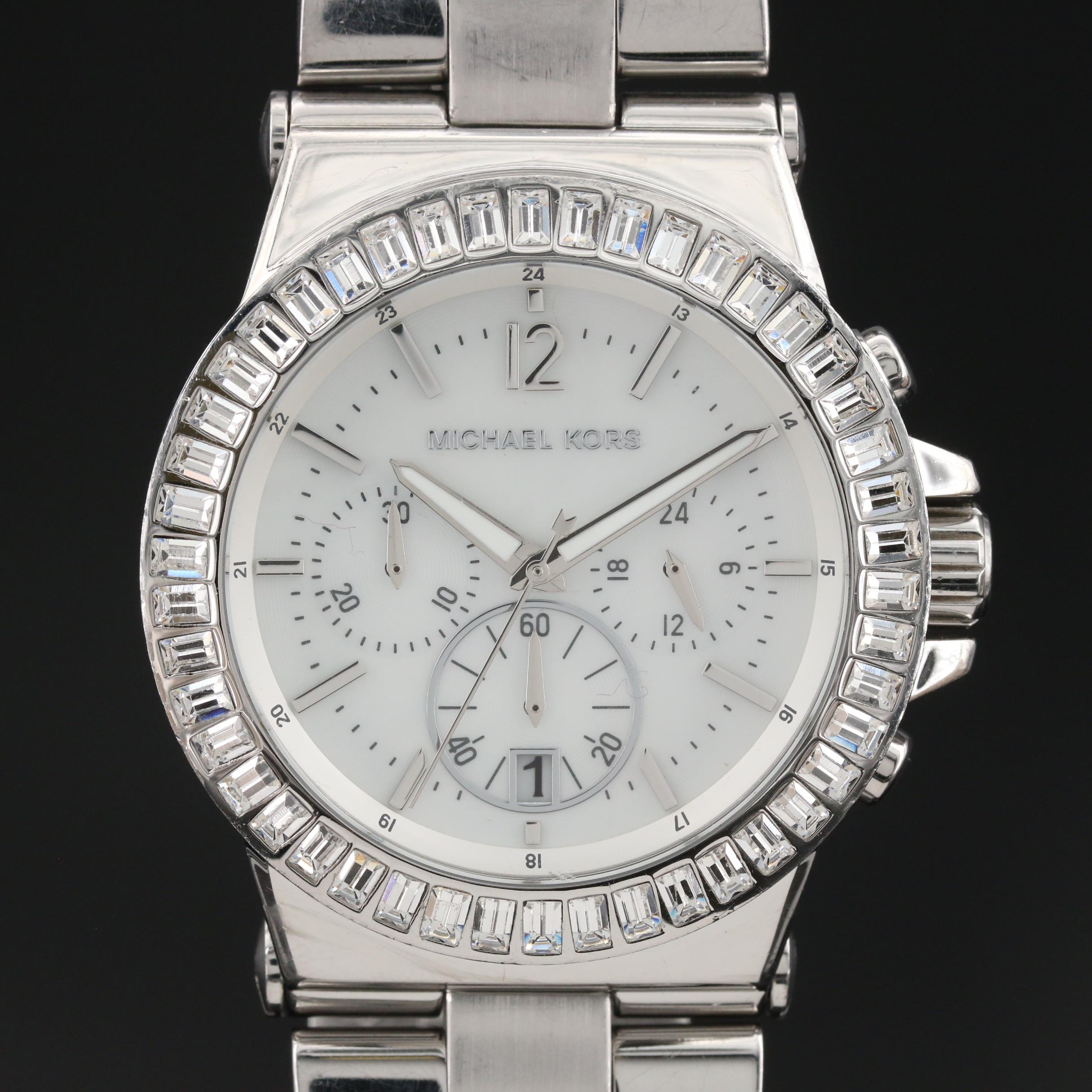 Michael Kors "Dylan Glitz" Stainless Steel Chronograph Quartz Watch