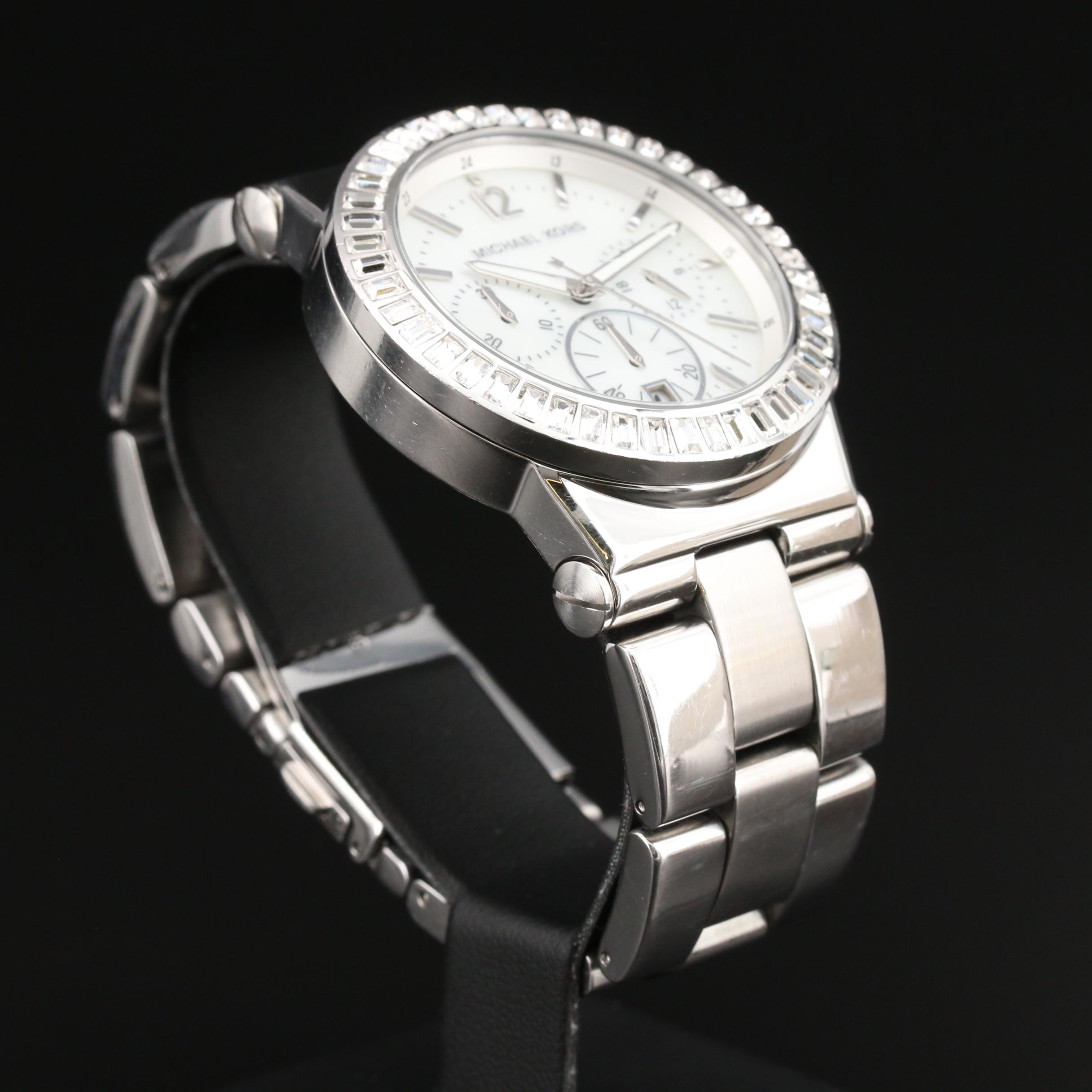 Michael Kors "Dylan Glitz" Stainless Steel Chronograph Quartz Watch