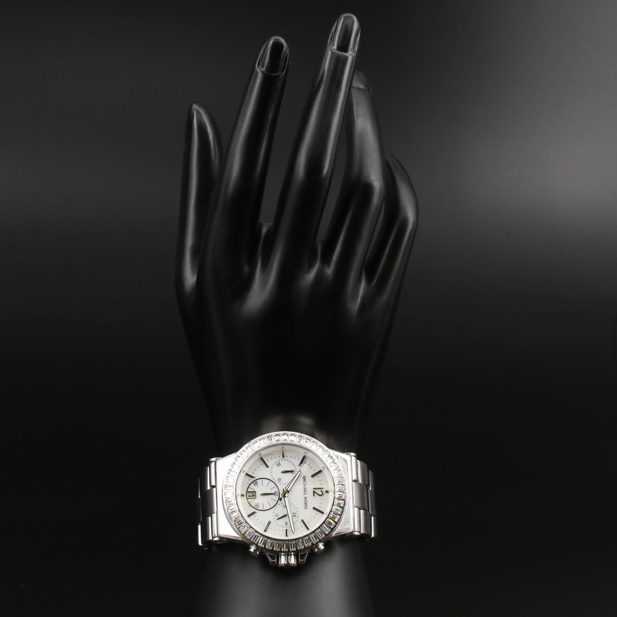 Michael Kors "Dylan Glitz" Stainless Steel Chronograph Quartz Watch