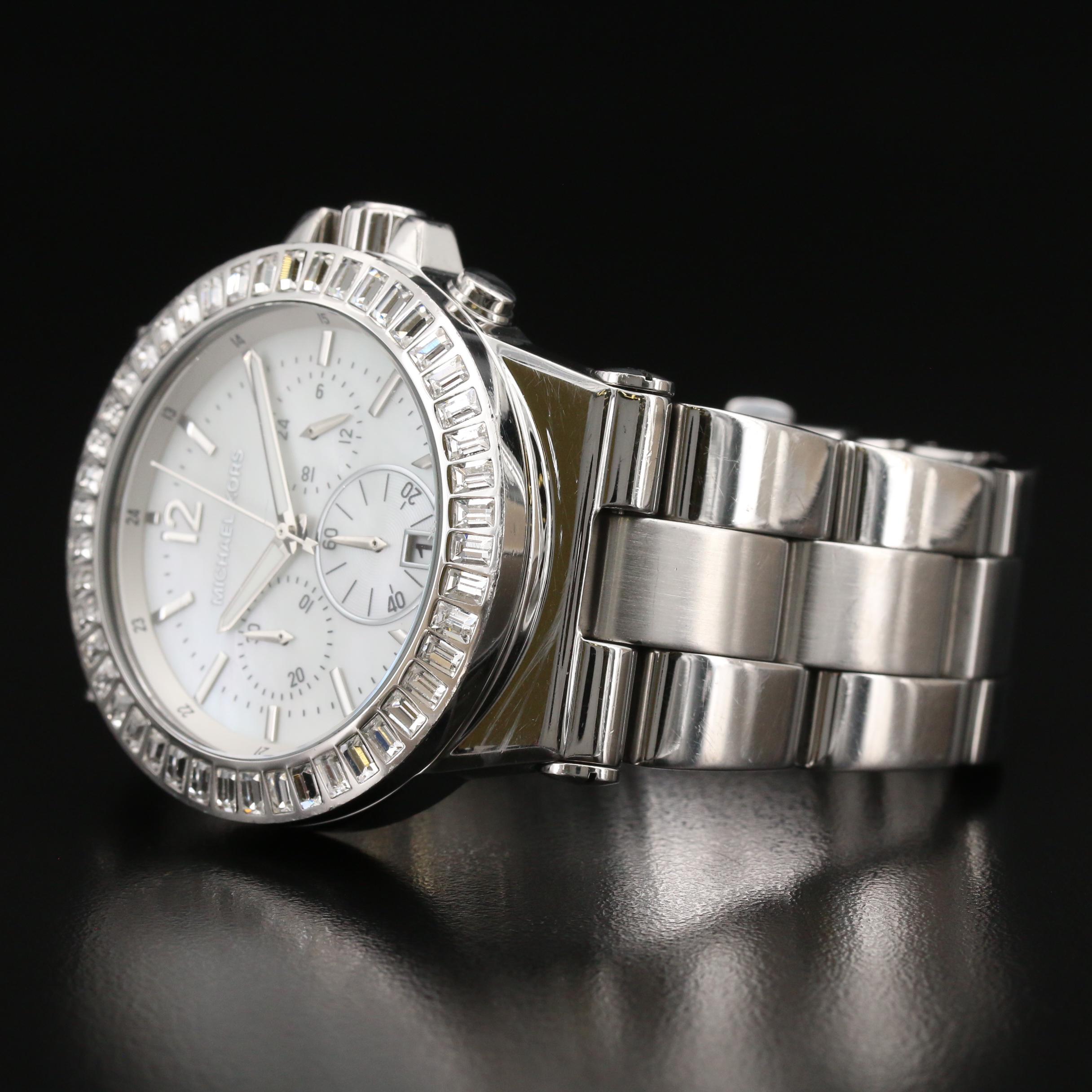 Michael Kors "Dylan Glitz" Stainless Steel Chronograph Quartz Watch