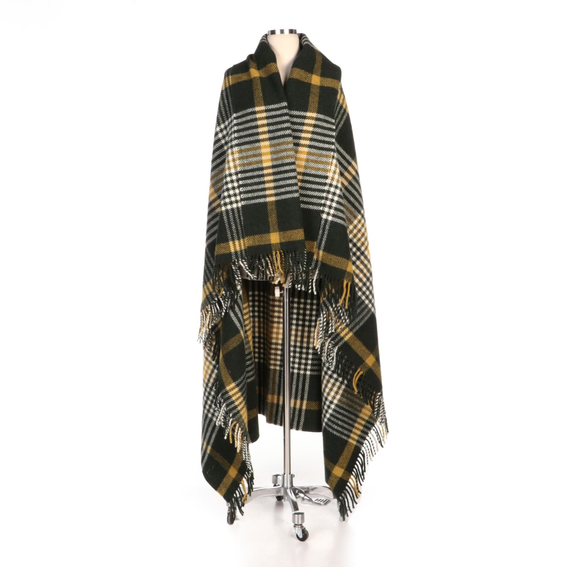 Michael Collins House of Ireland Wool Plaid Fringed Travel Shawl