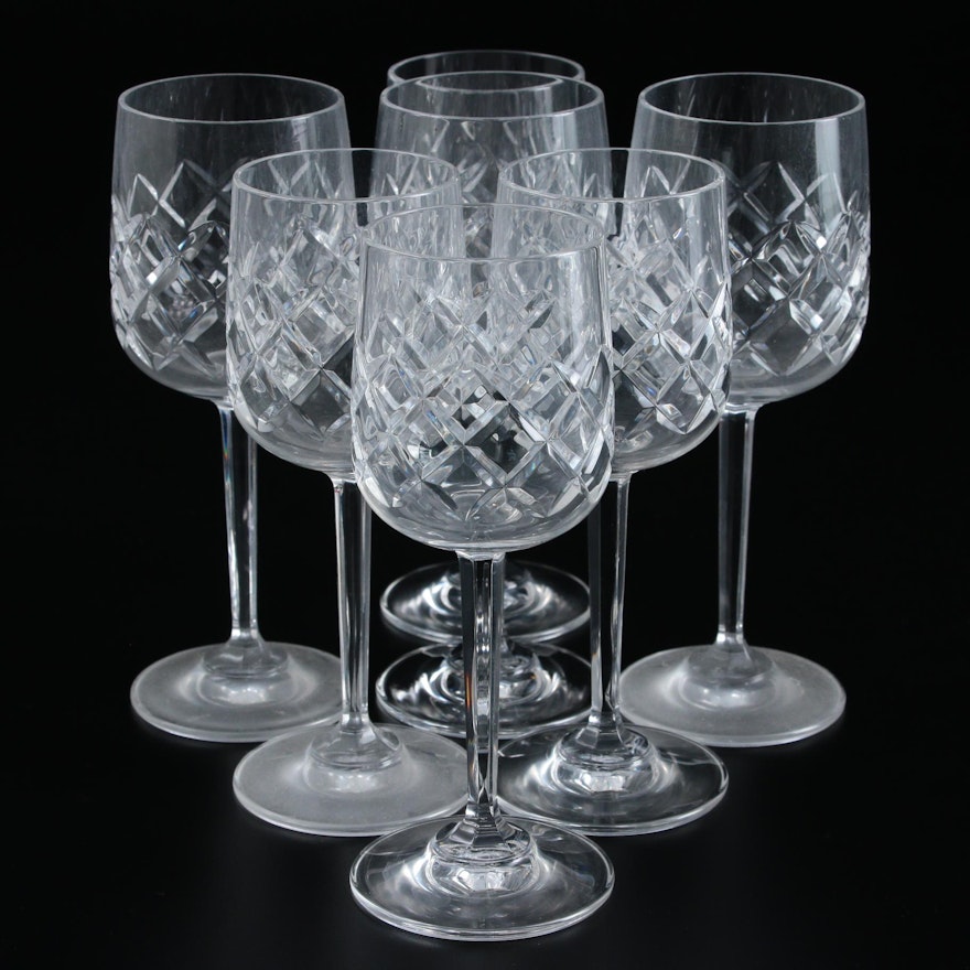 Crystal Diamond Patterned Cordial Glasses, Late 20th Century