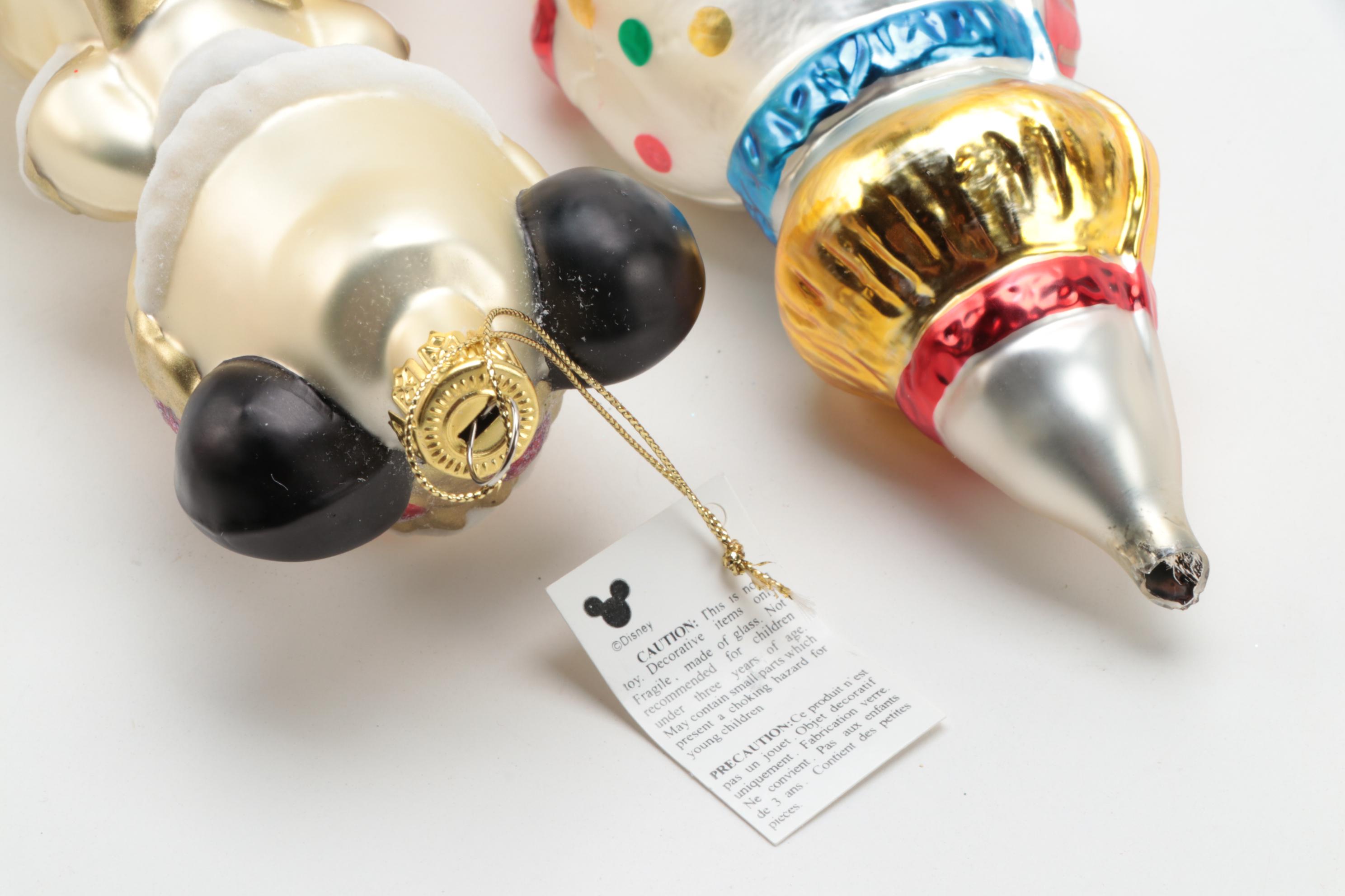 Minnie Mouse, Saks, and Other Christmas Ornaments with Santa Night Light Cover