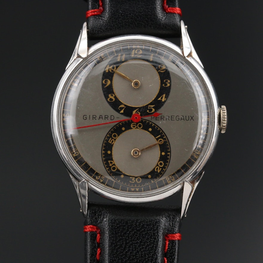 Vintage Girard-Perregaux Stainless Steel Stem Wind Doctor's Watch