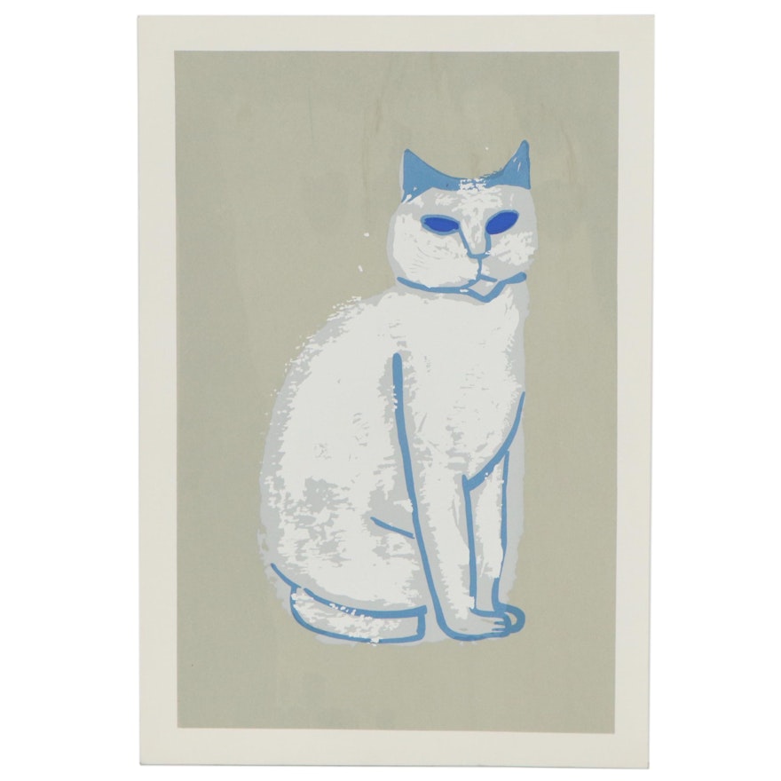 Esther Phillips Serigraph of an Abstract Cat, 21st Century