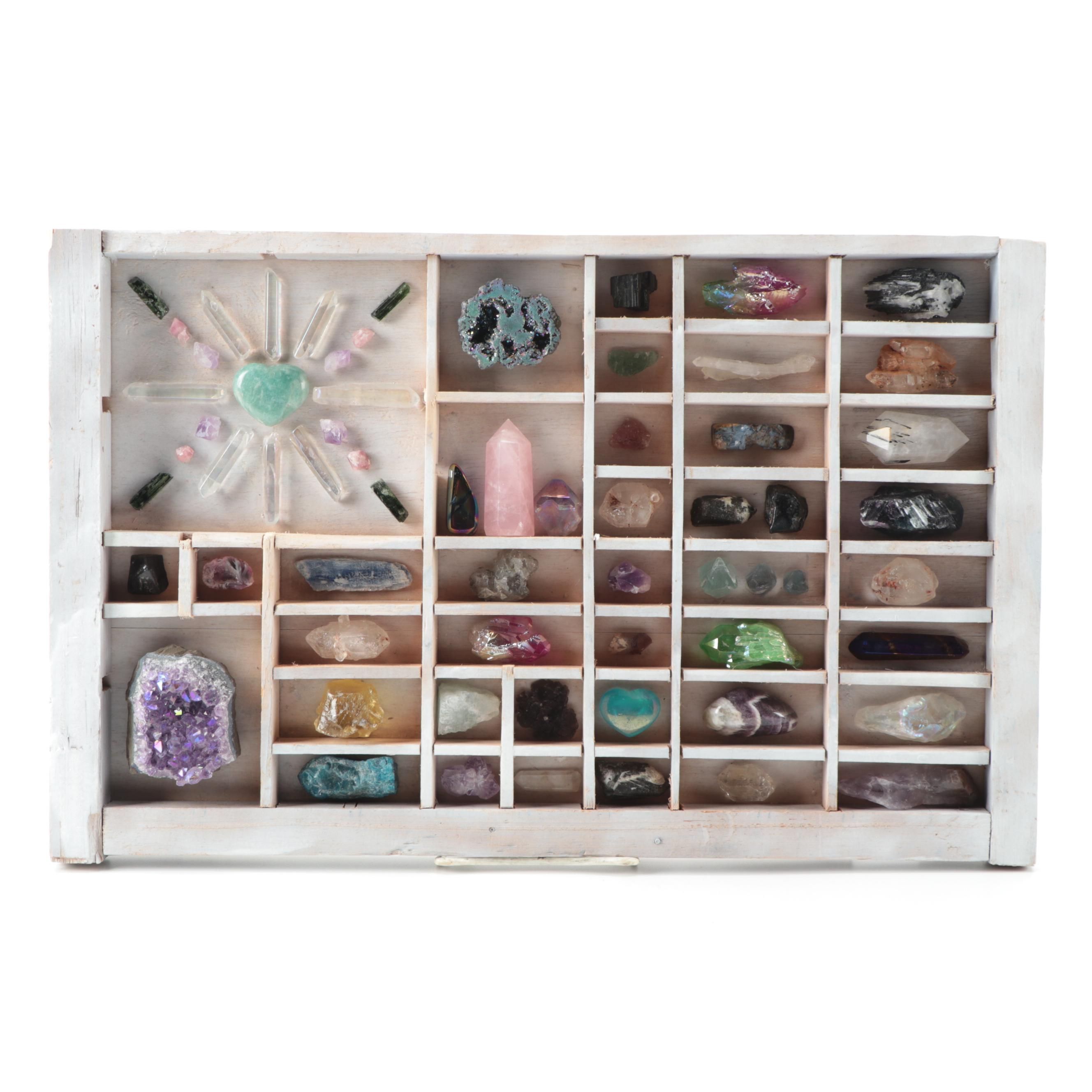 "House Blessing Grid" Assembled Display of Raw and Polished Gemstones