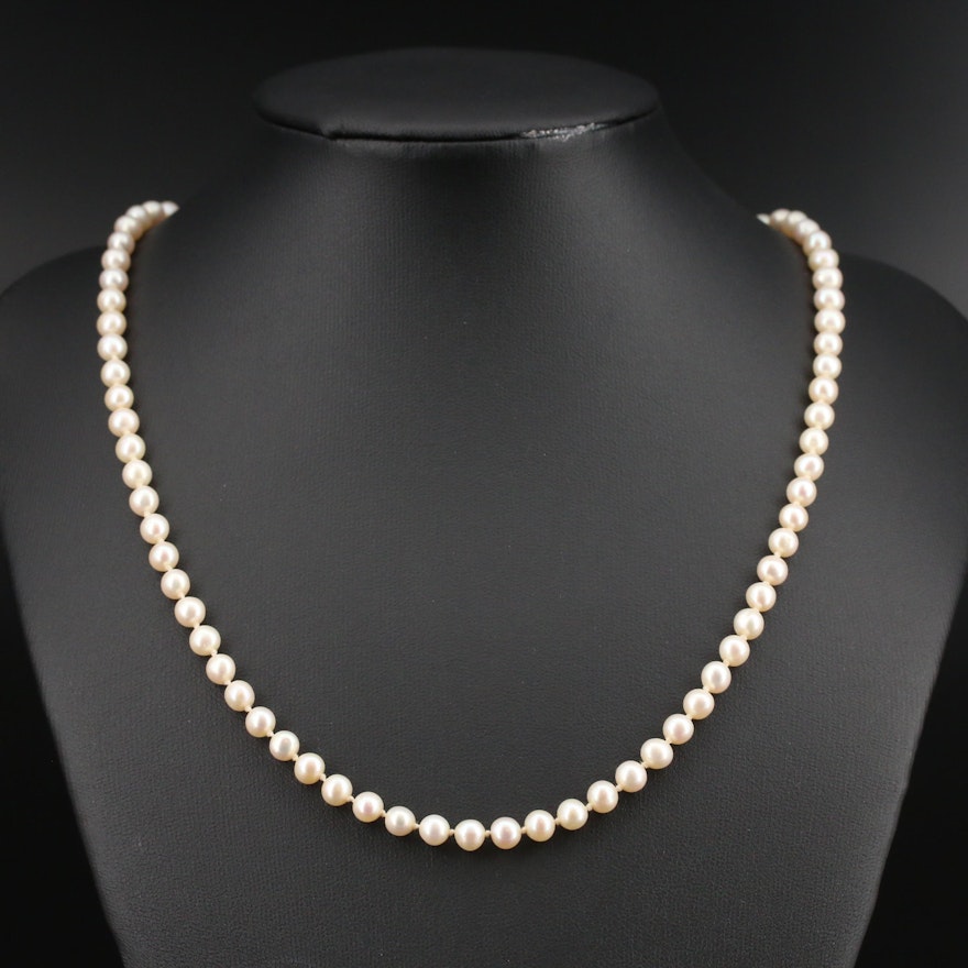 Semi-Baroque Pearl Necklace with 14K Clasp