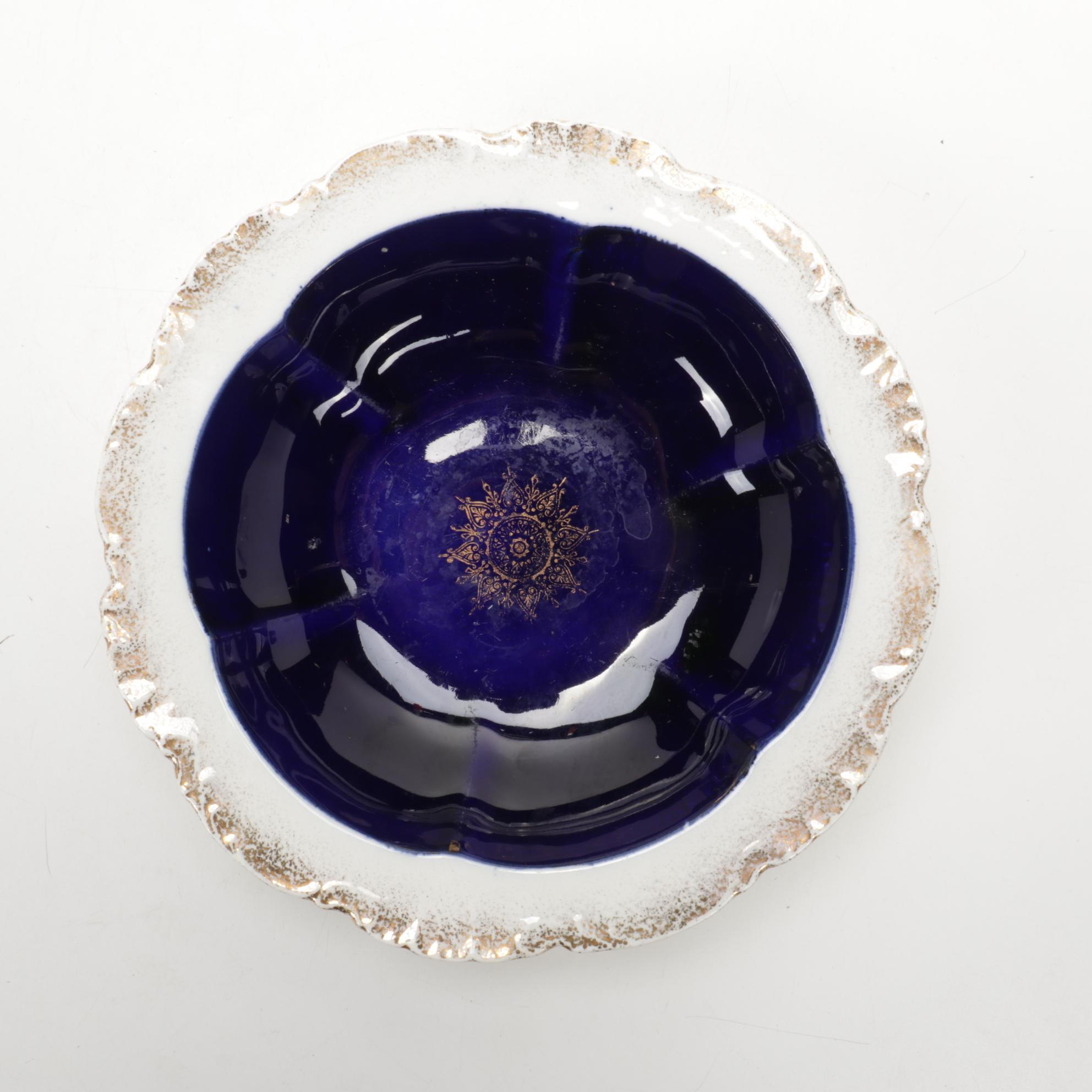 Frank M. Whiting Glass and Sterling Silver Compote with Porcelain Tableware