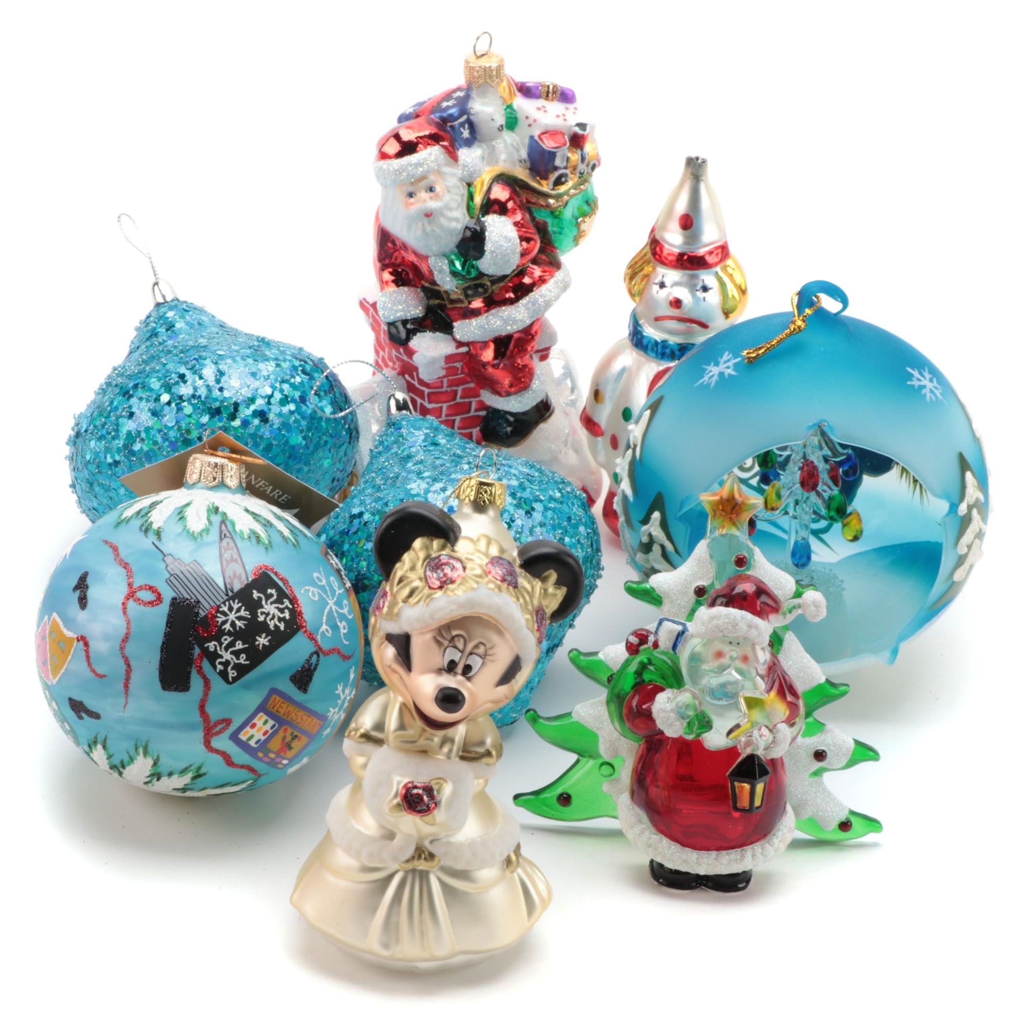 Minnie Mouse, Saks, and Other Christmas Ornaments with Santa Night Light Cover