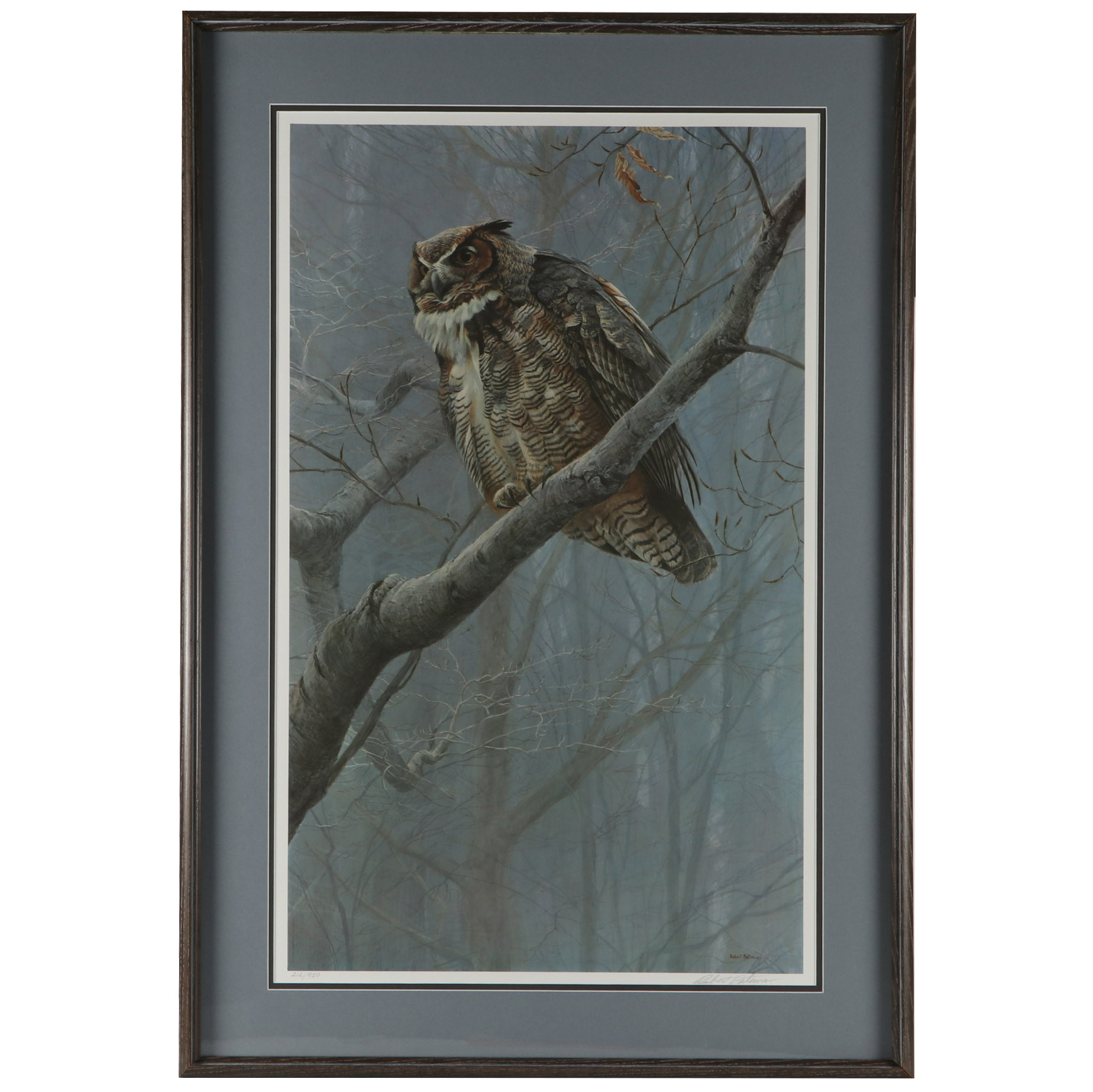 Robert Bateman Offset Lithograph "Winter Mist Great Horned Owl"