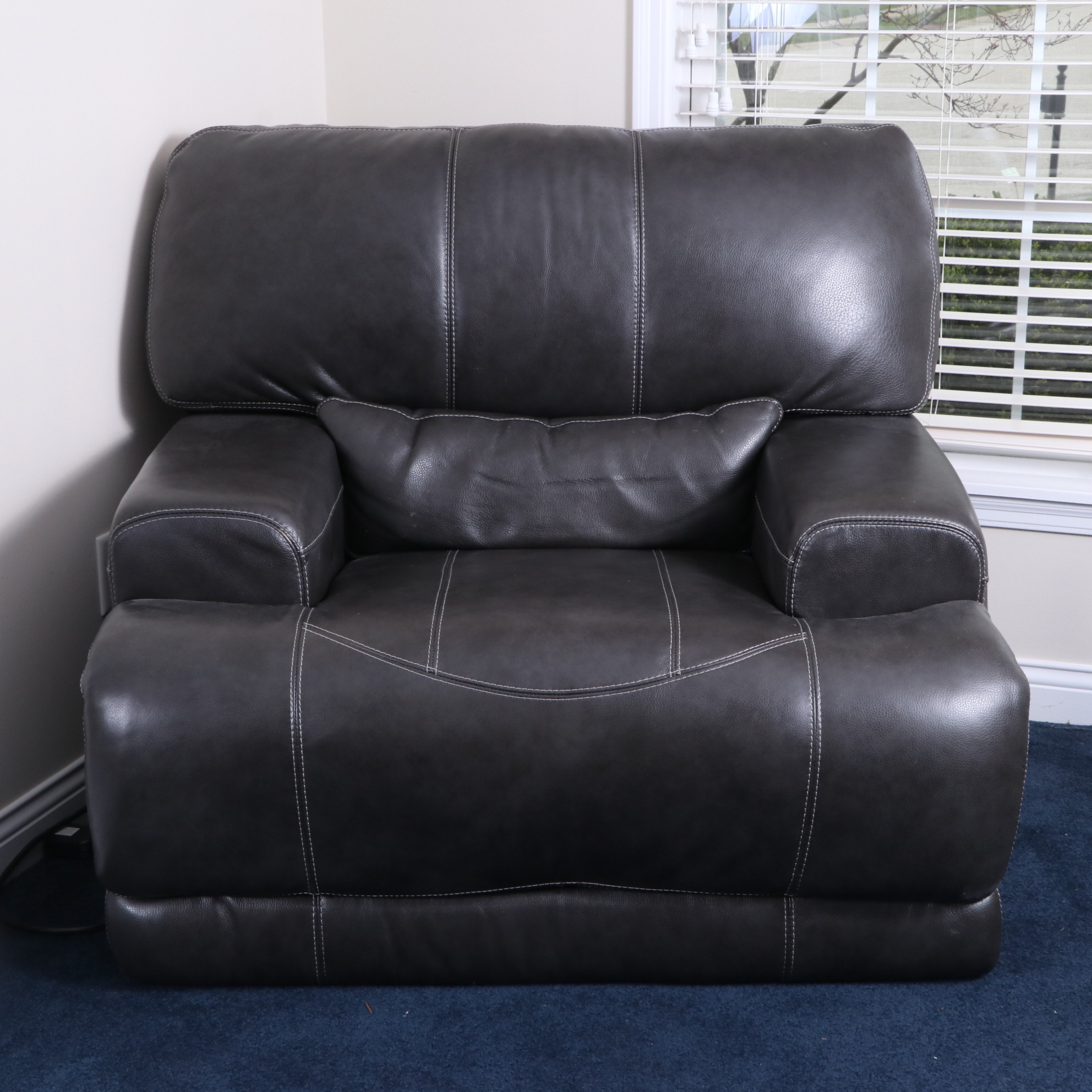 Jiaxing Motion Furniture Charcoal Gray Bonded Leather Reclining Lounge Chair