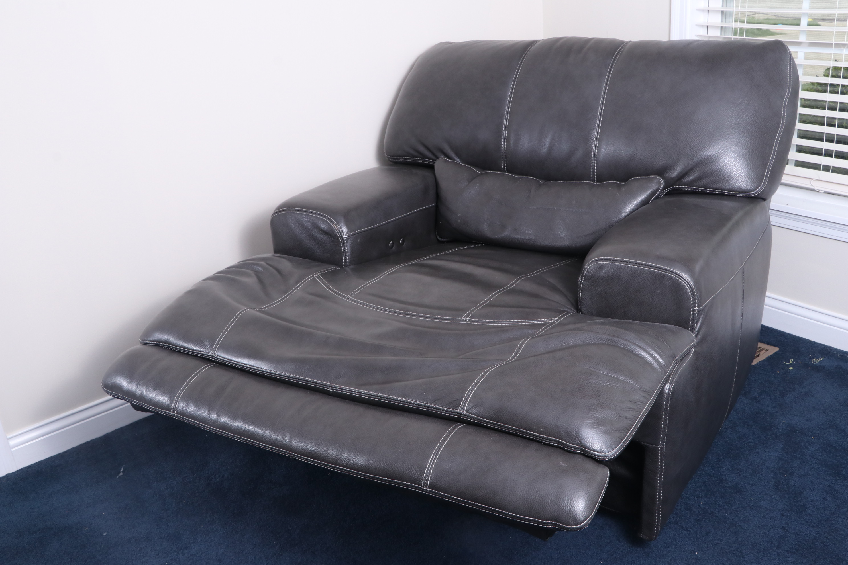 Jiaxing Motion Furniture Charcoal Gray Bonded Leather Reclining Lounge Chair