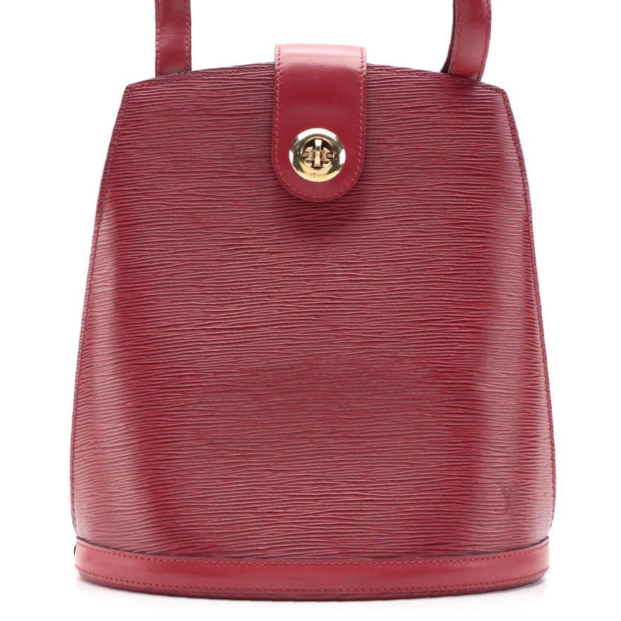 Louis Vuitton Cluny Bucket Bag in Red Castilian Epi and Smooth Leather