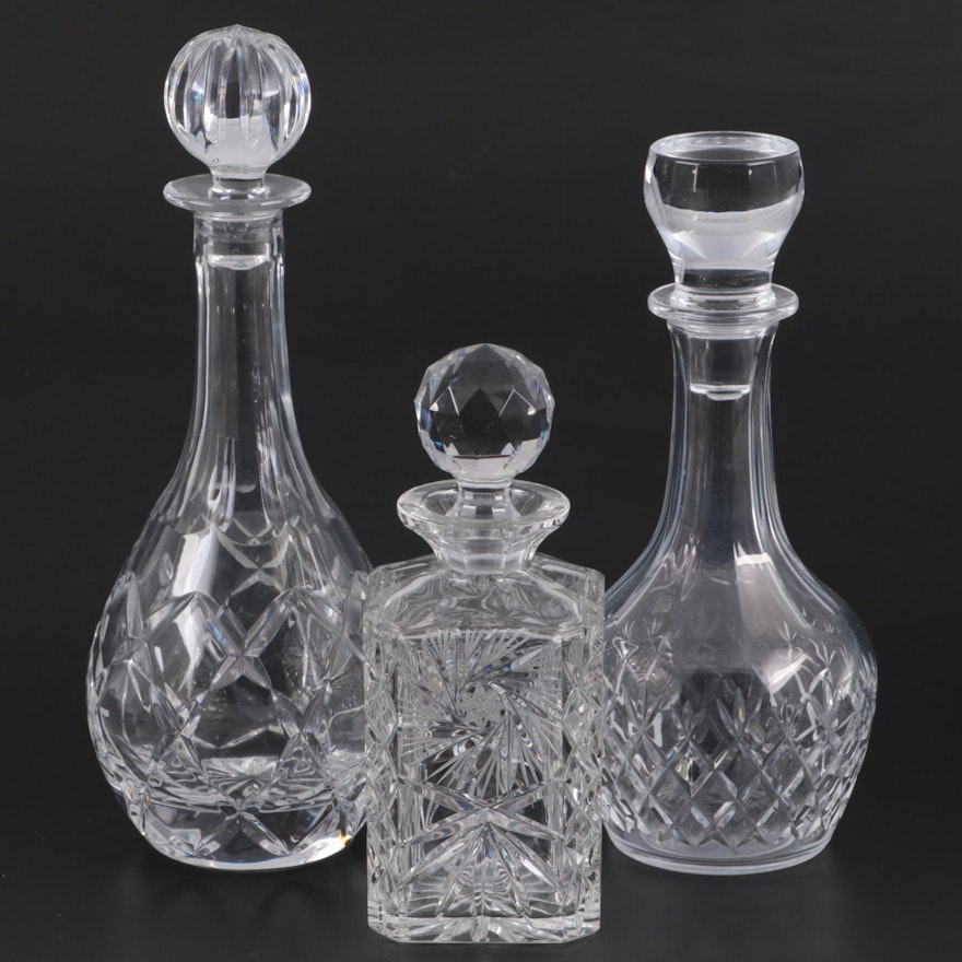 Cut and Pressed Crystal Decanters, Late 20th Century
