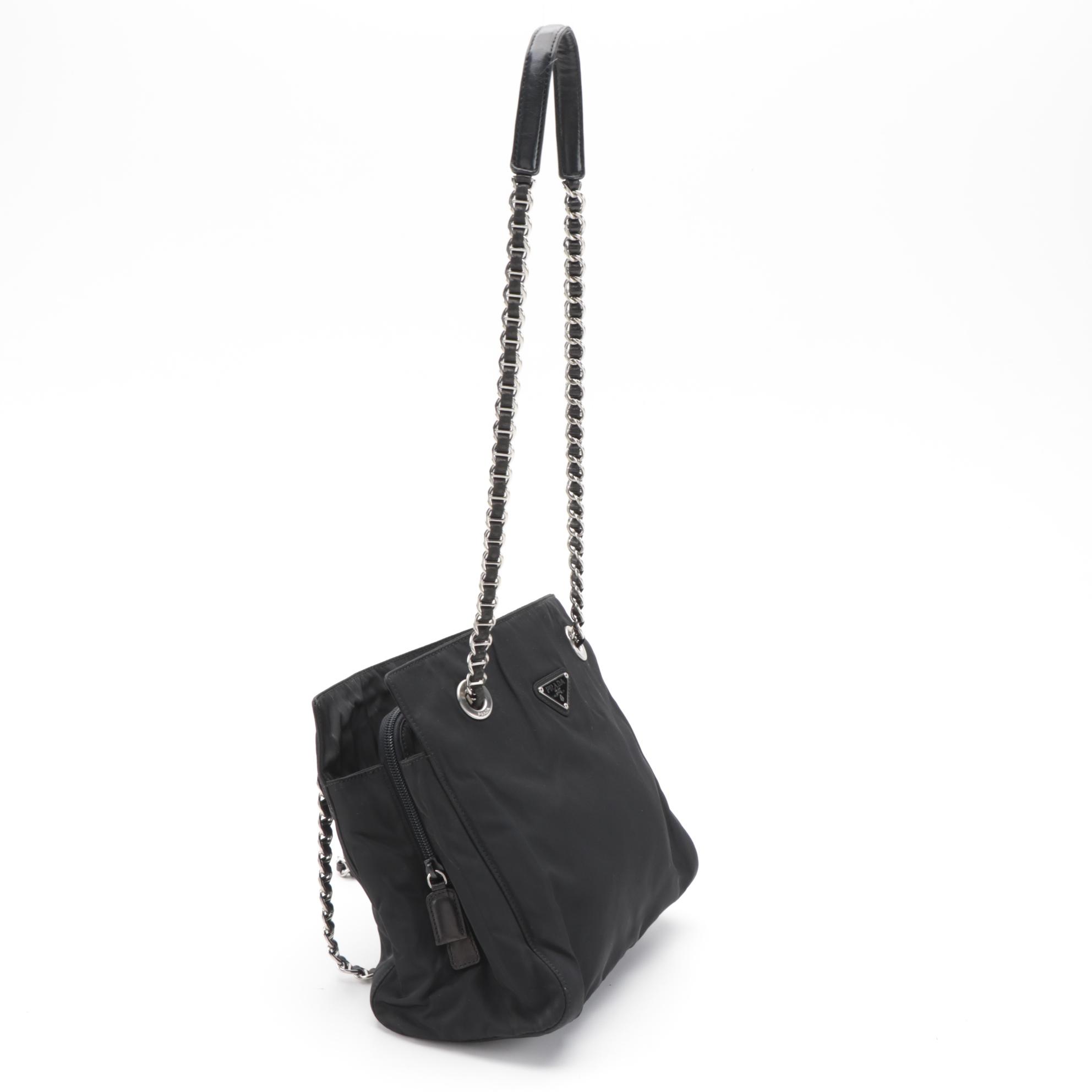 Prada Black Tessuto Chain Strap Shoulder Bag