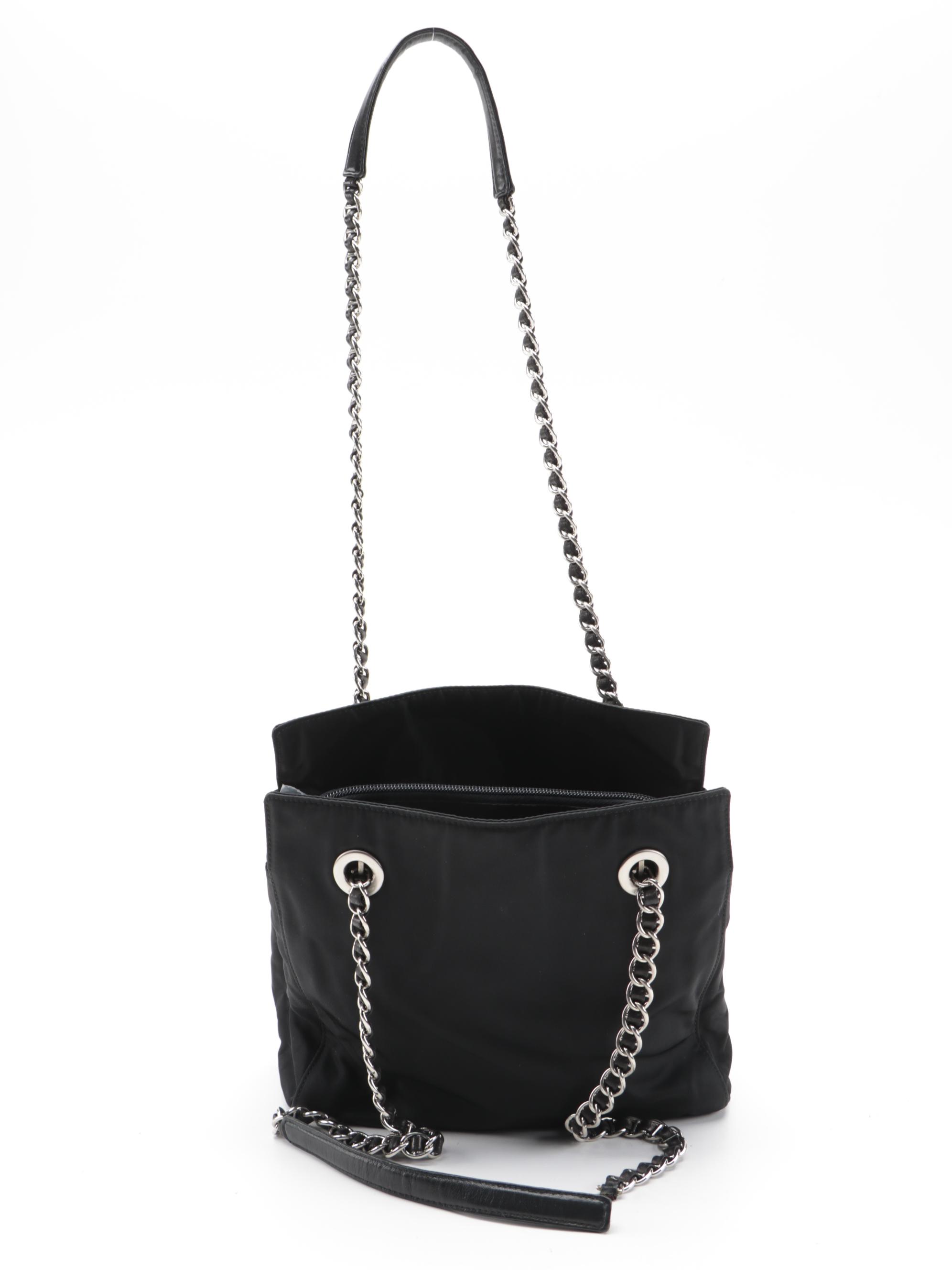 Prada Black Tessuto Chain Strap Shoulder Bag