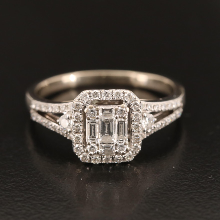 14K Diamond Split Shank Ring