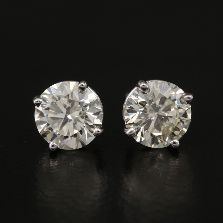 14K 1.54 CTW Diamond Stud Earrings with GIA eReports
