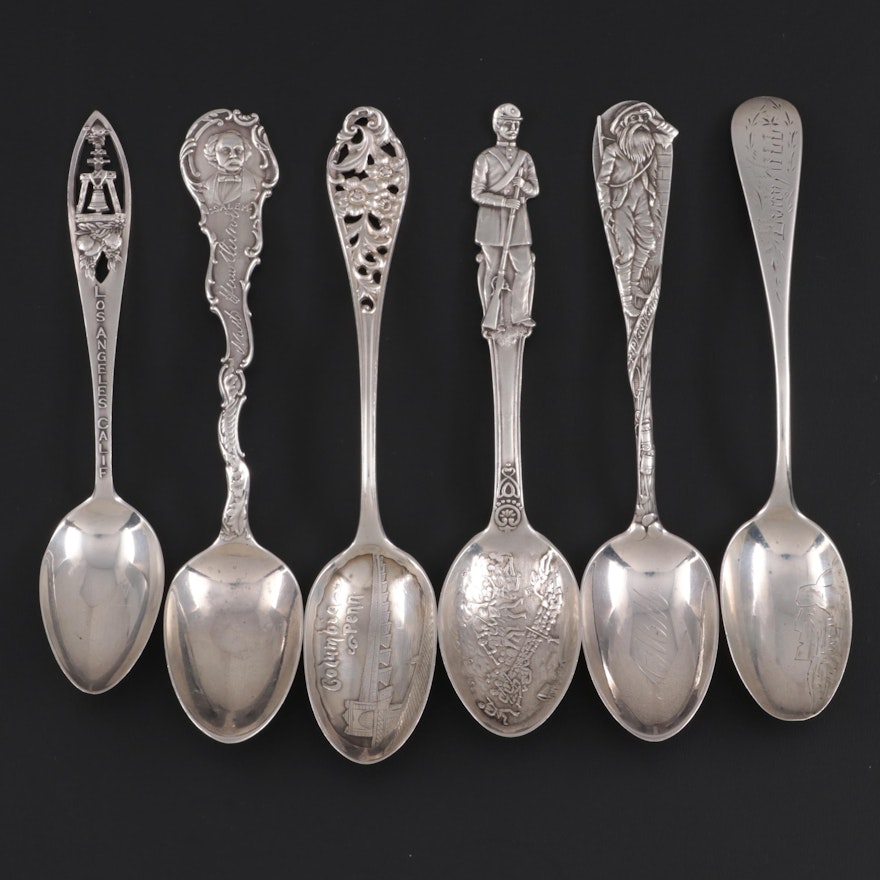 Durgin, Charles Robbins, Frank Smith and Other Sterling Silver Souvenir Spoons