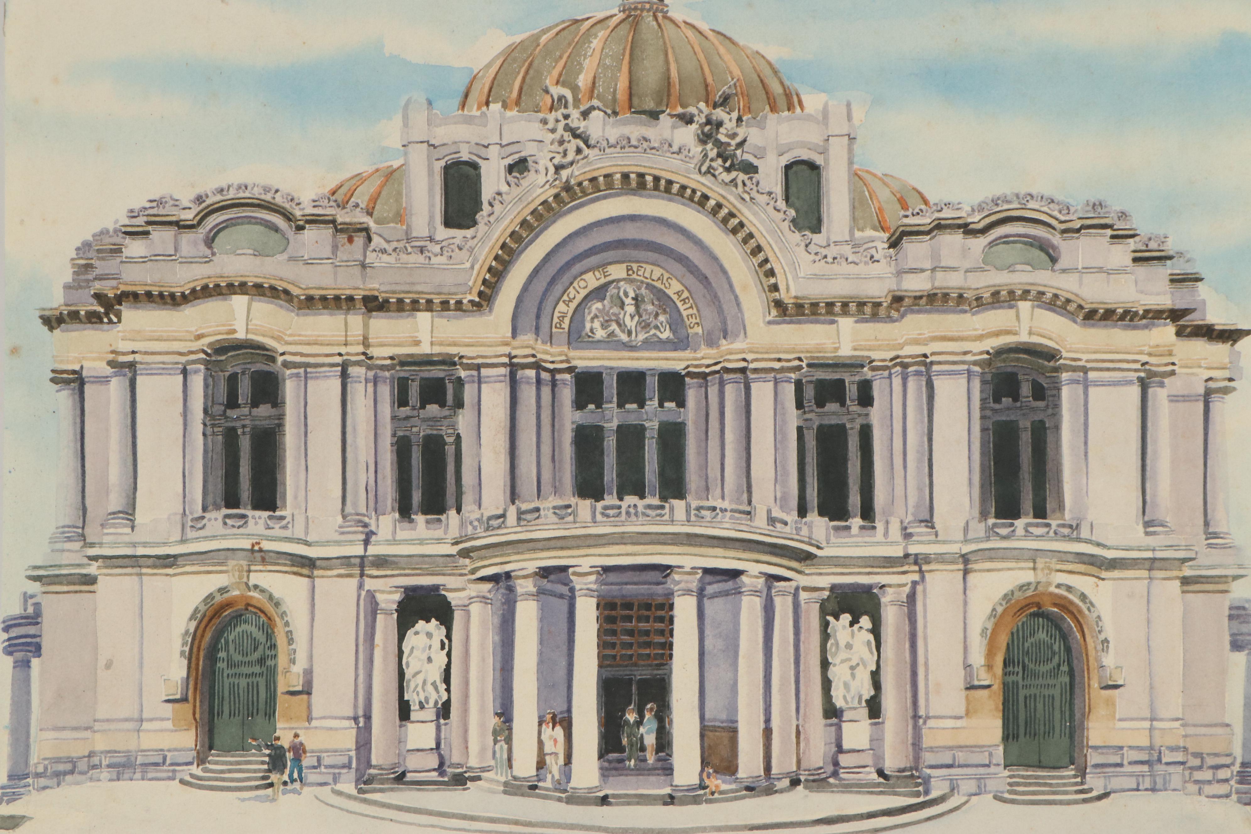 Raymond Zaplatar Watercolor Painting of The Palacio de Bellas Artes, 1978