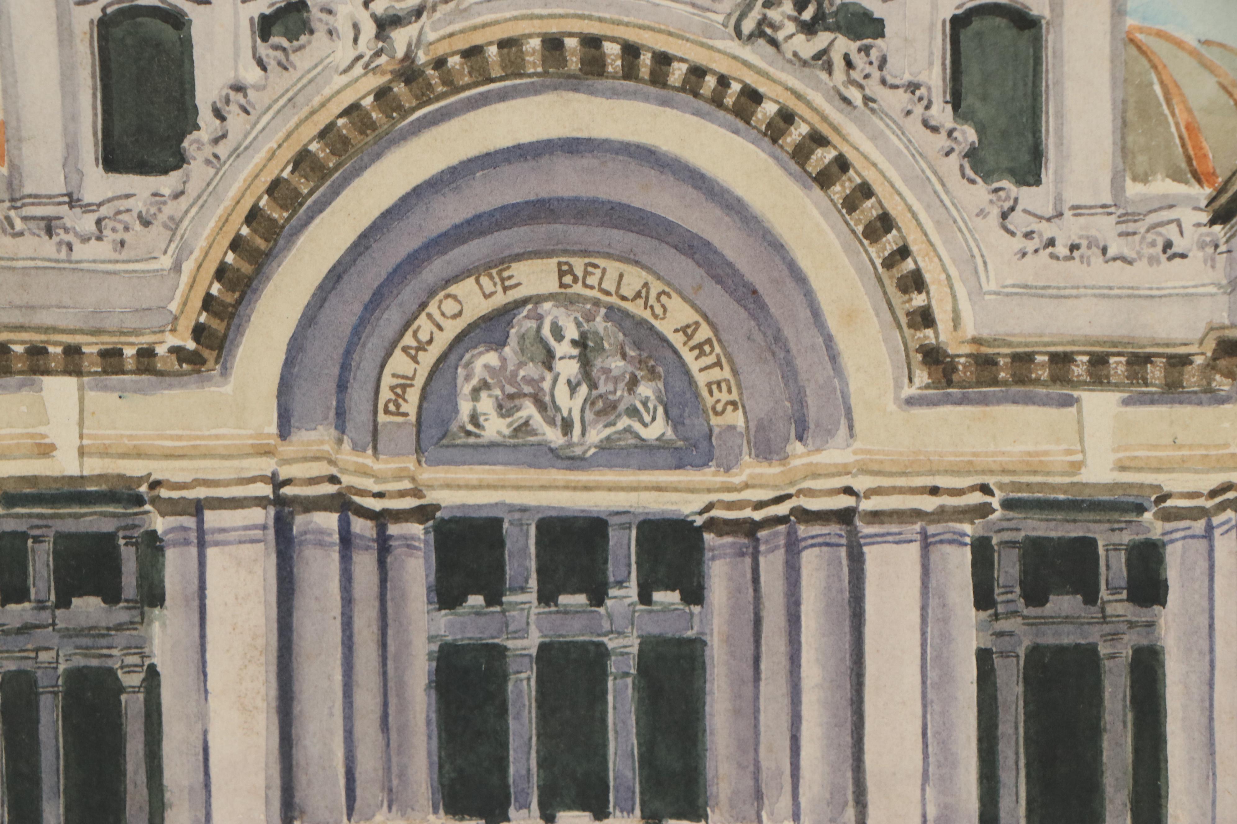 Raymond Zaplatar Watercolor Painting of The Palacio de Bellas Artes, 1978