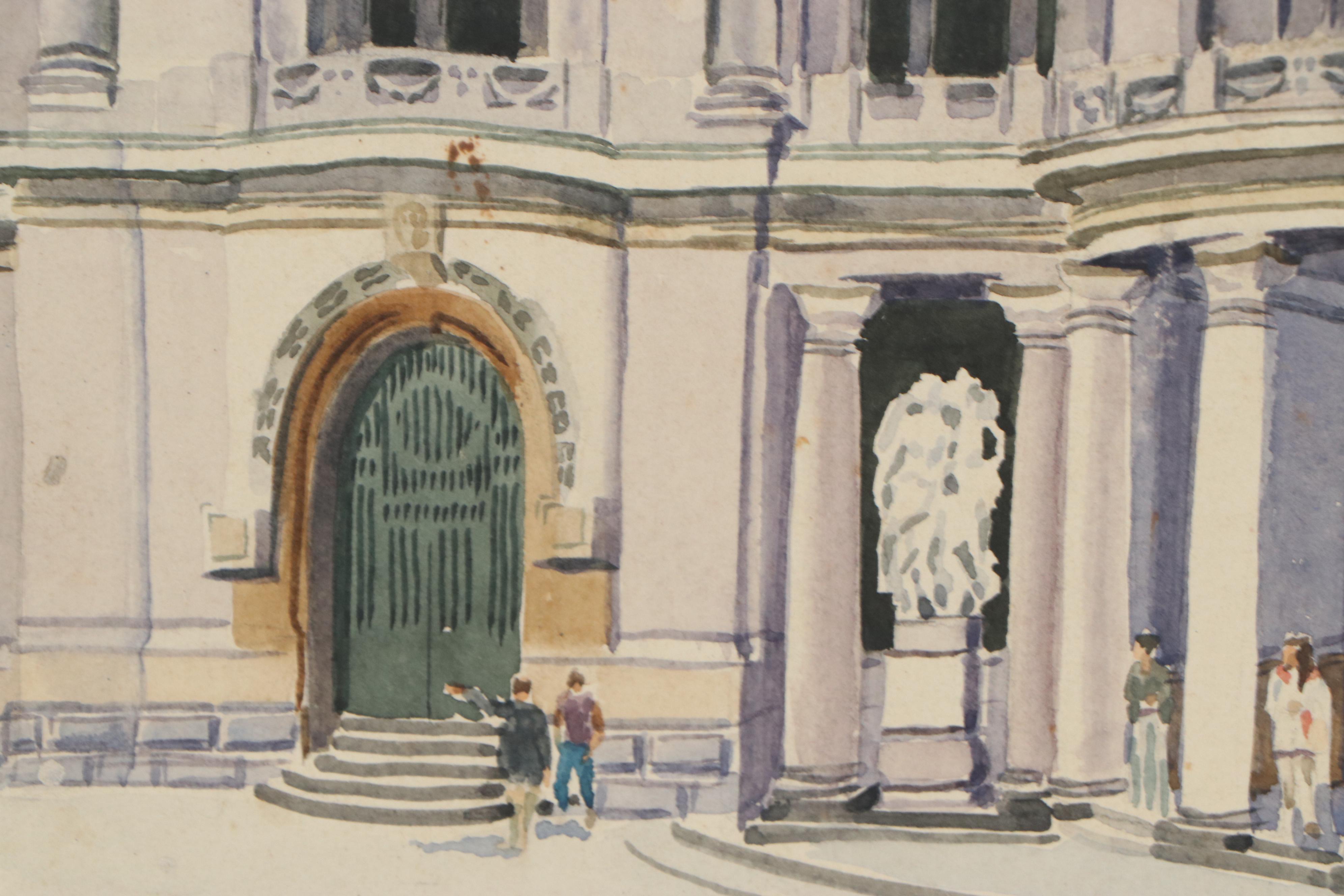 Raymond Zaplatar Watercolor Painting of The Palacio de Bellas Artes, 1978
