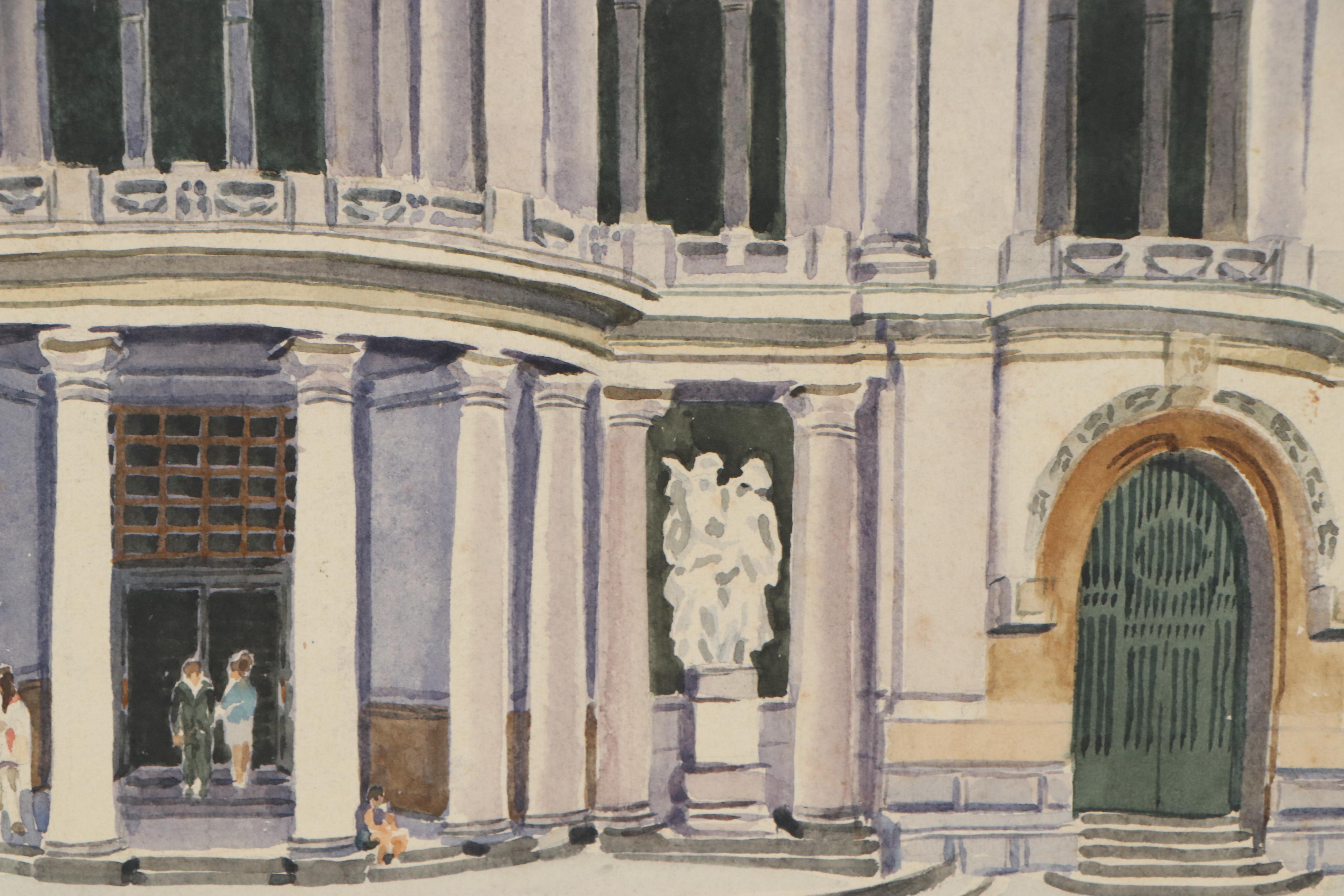 Raymond Zaplatar Watercolor Painting of The Palacio de Bellas Artes, 1978