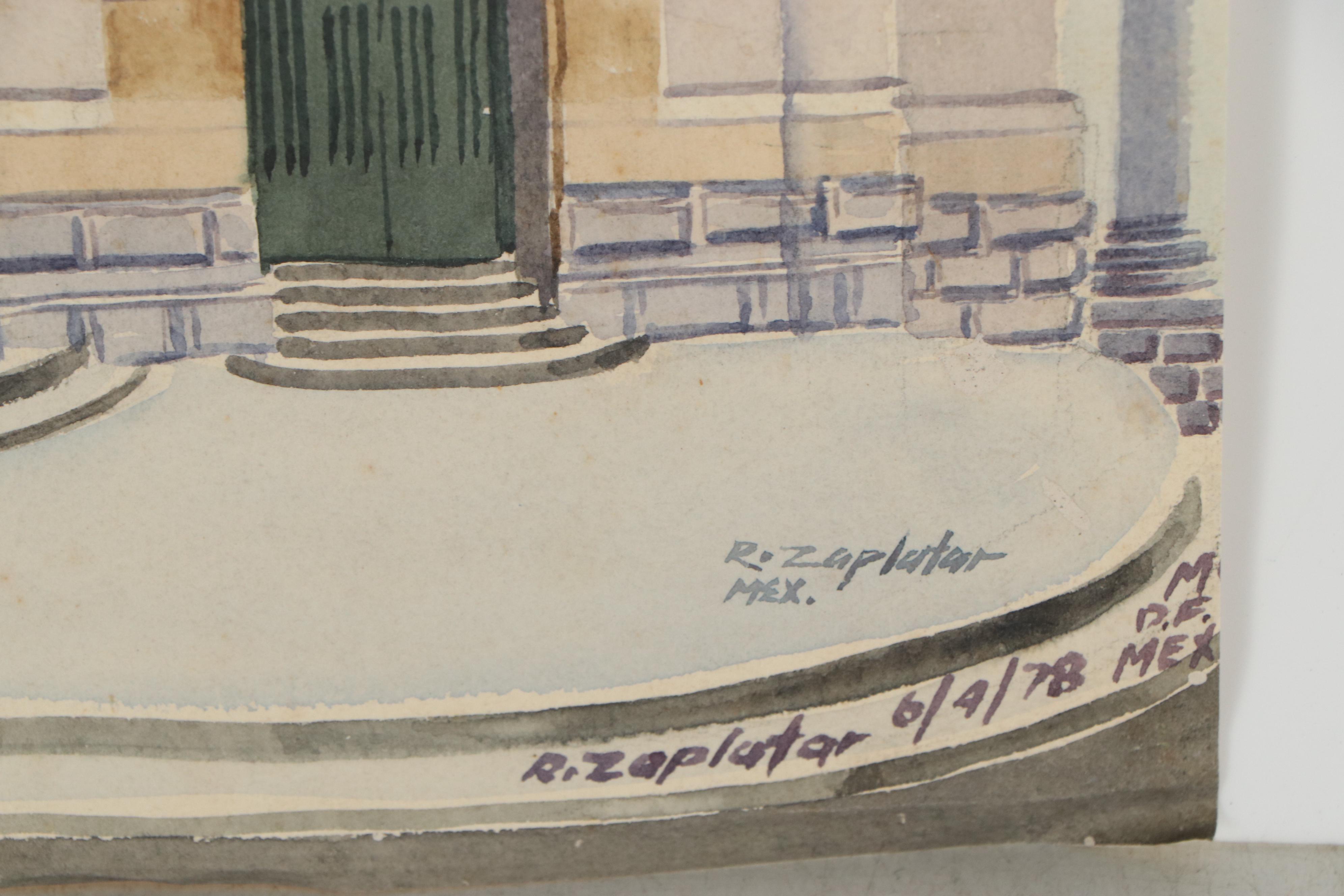 Raymond Zaplatar Watercolor Painting of The Palacio de Bellas Artes, 1978