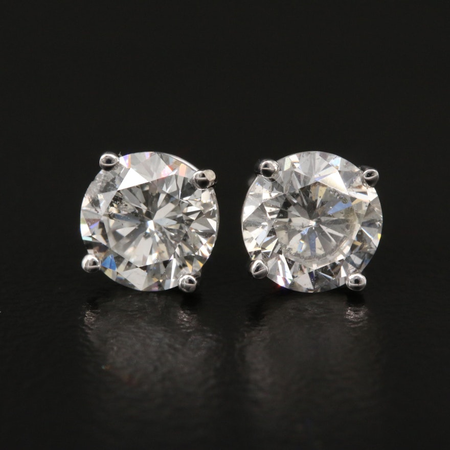 18K 2.07 CTW Diamond Stud Earrings with GIA Online Reports