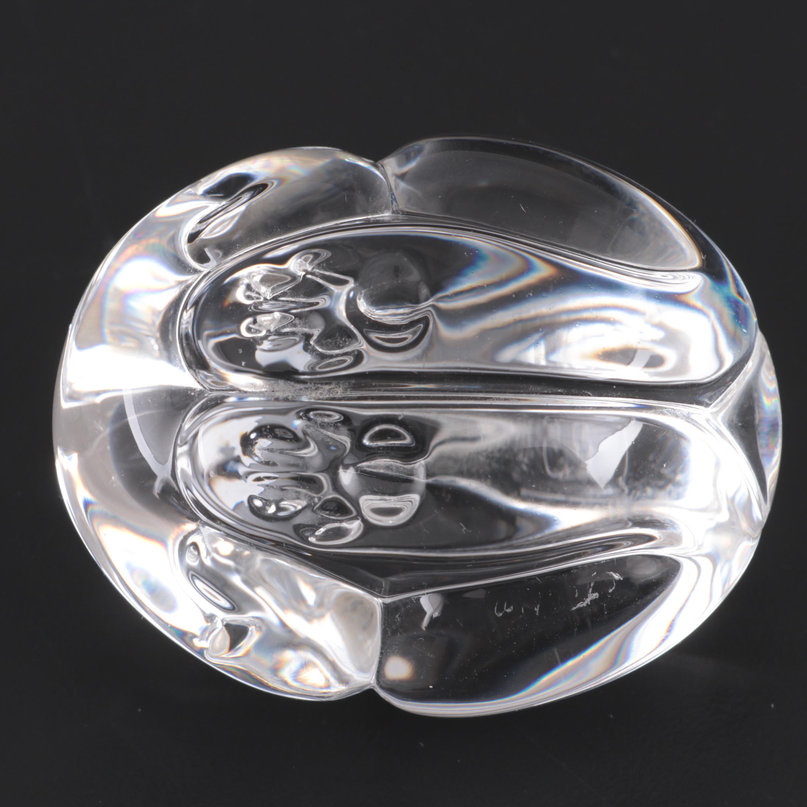 Steuben Art Glass Pressed Rabbit Hand Cooler  Designed by Lloyd Atkins