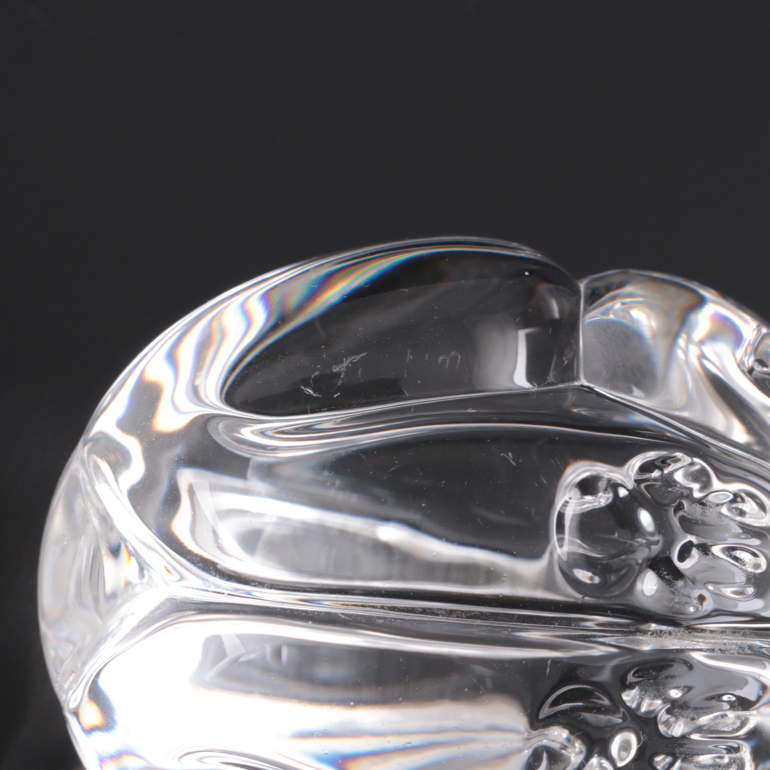 Steuben Art Glass Pressed Rabbit Hand Cooler  Designed by Lloyd Atkins