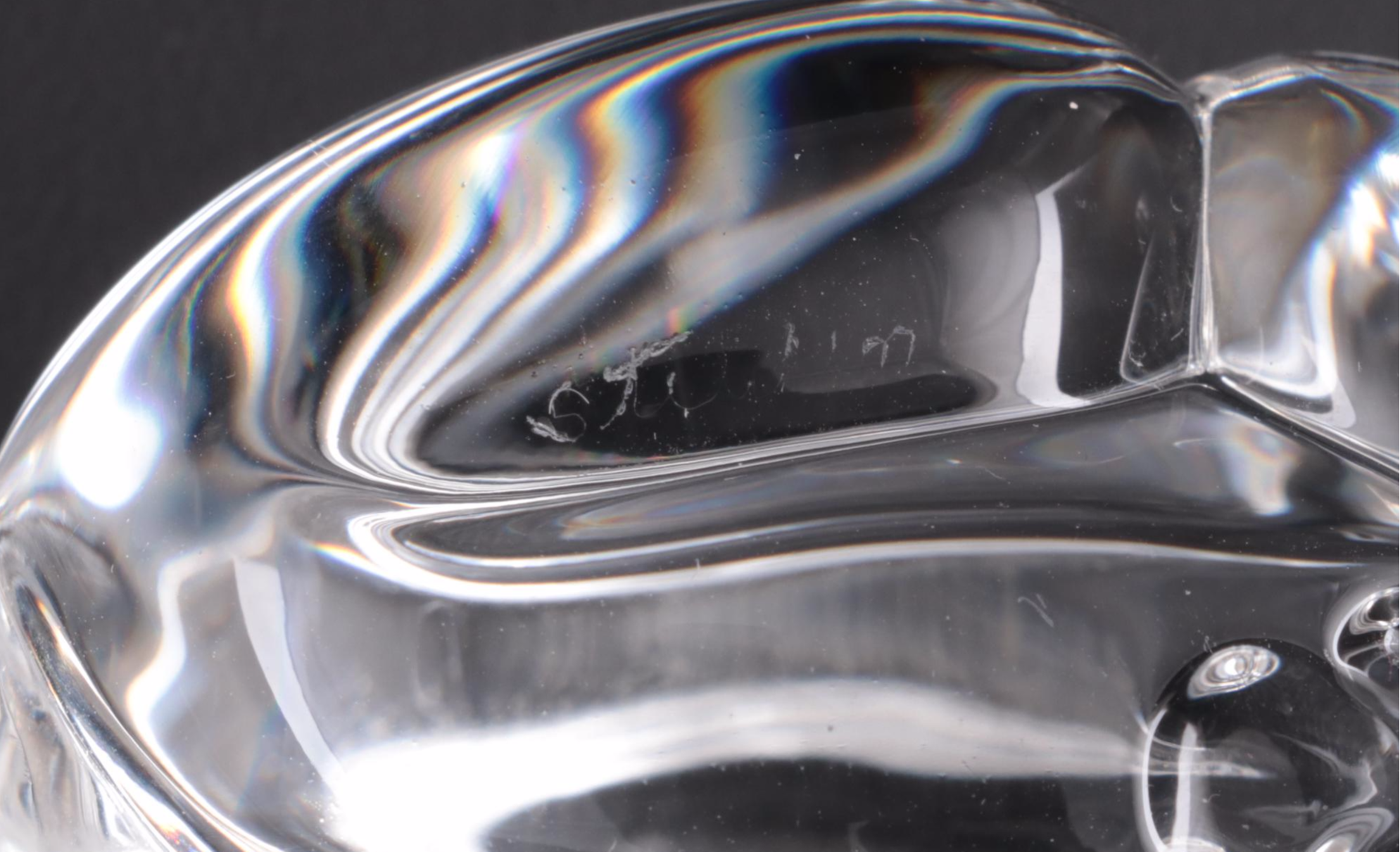 Steuben Art Glass Pressed Rabbit Hand Cooler  Designed by Lloyd Atkins