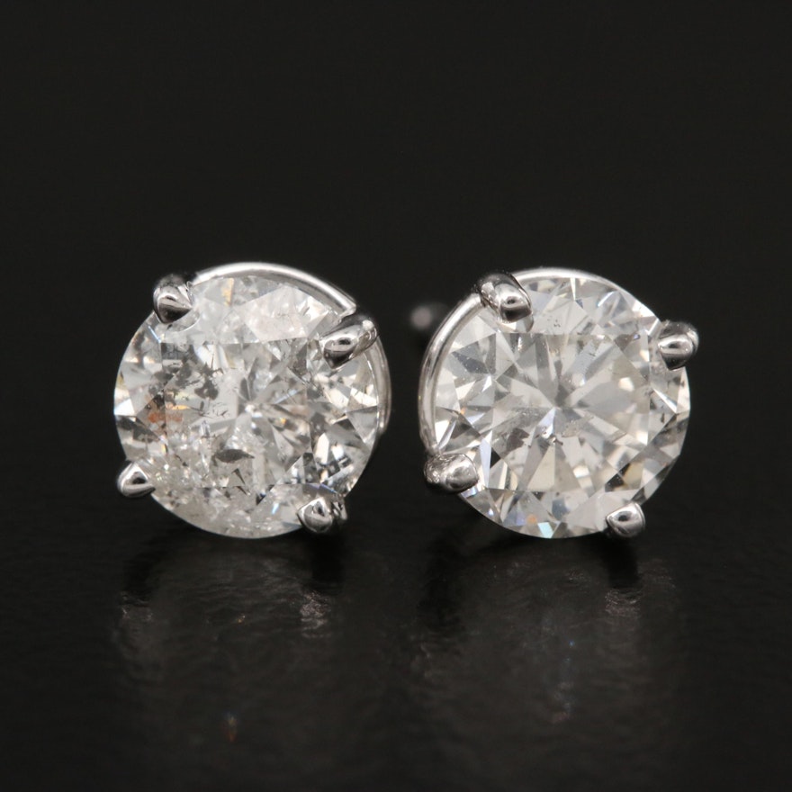 14K 1.42 CTW Diamond Stud Earrings with GIA eReport