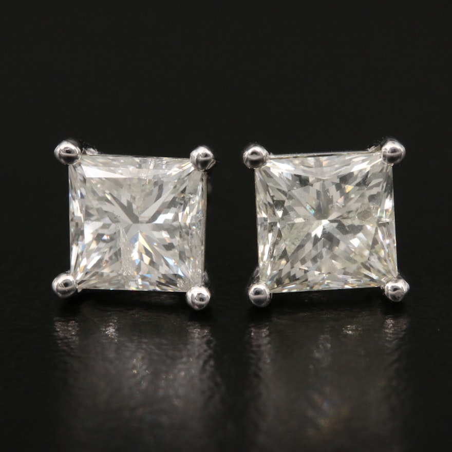 14K 2.98 CTW Diamond Stud Earrings with GIA Report