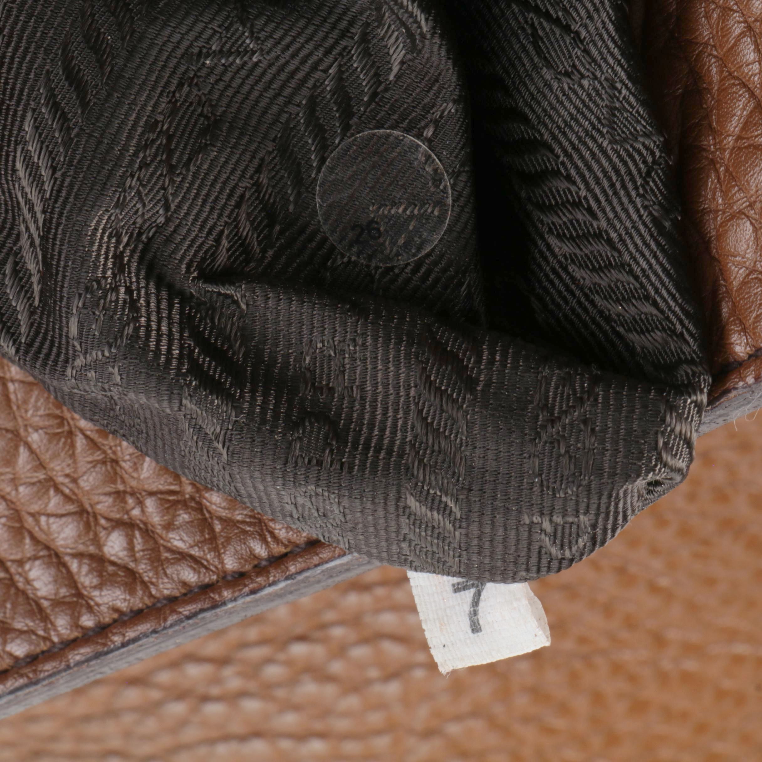 Prada Sound Lock Satchel Bag in Brown Vitello Daino Leather